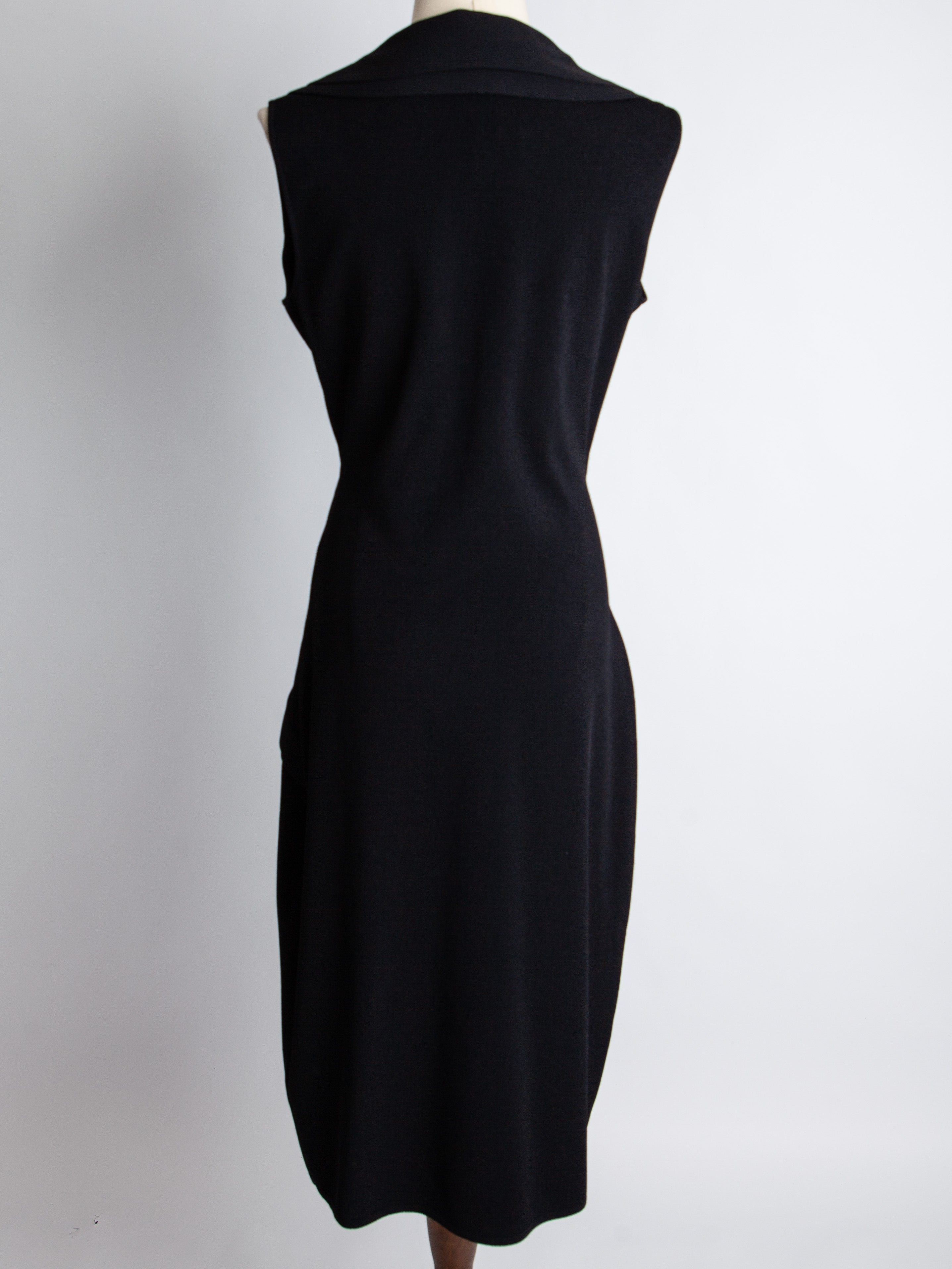 Good Valentino Black Sleeveless Dress with Draped Neckline