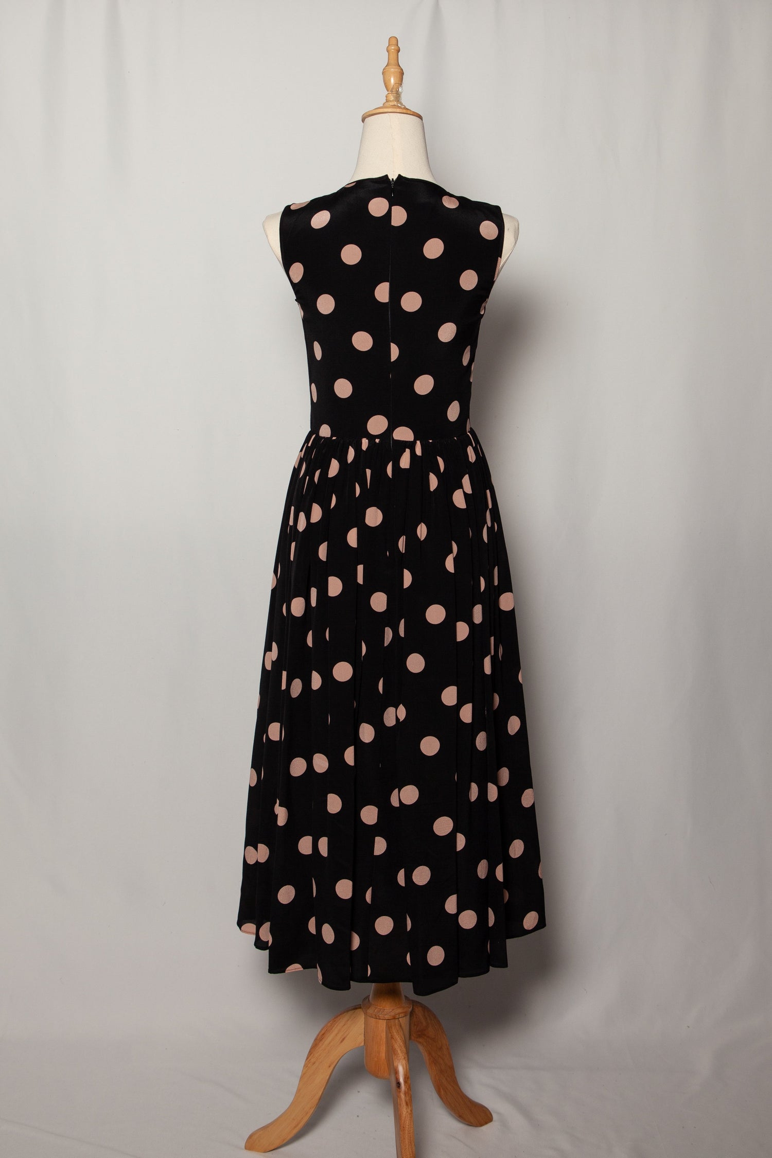 Excellent Red Valentino Black Polka Dot Silk Dress Size XS
