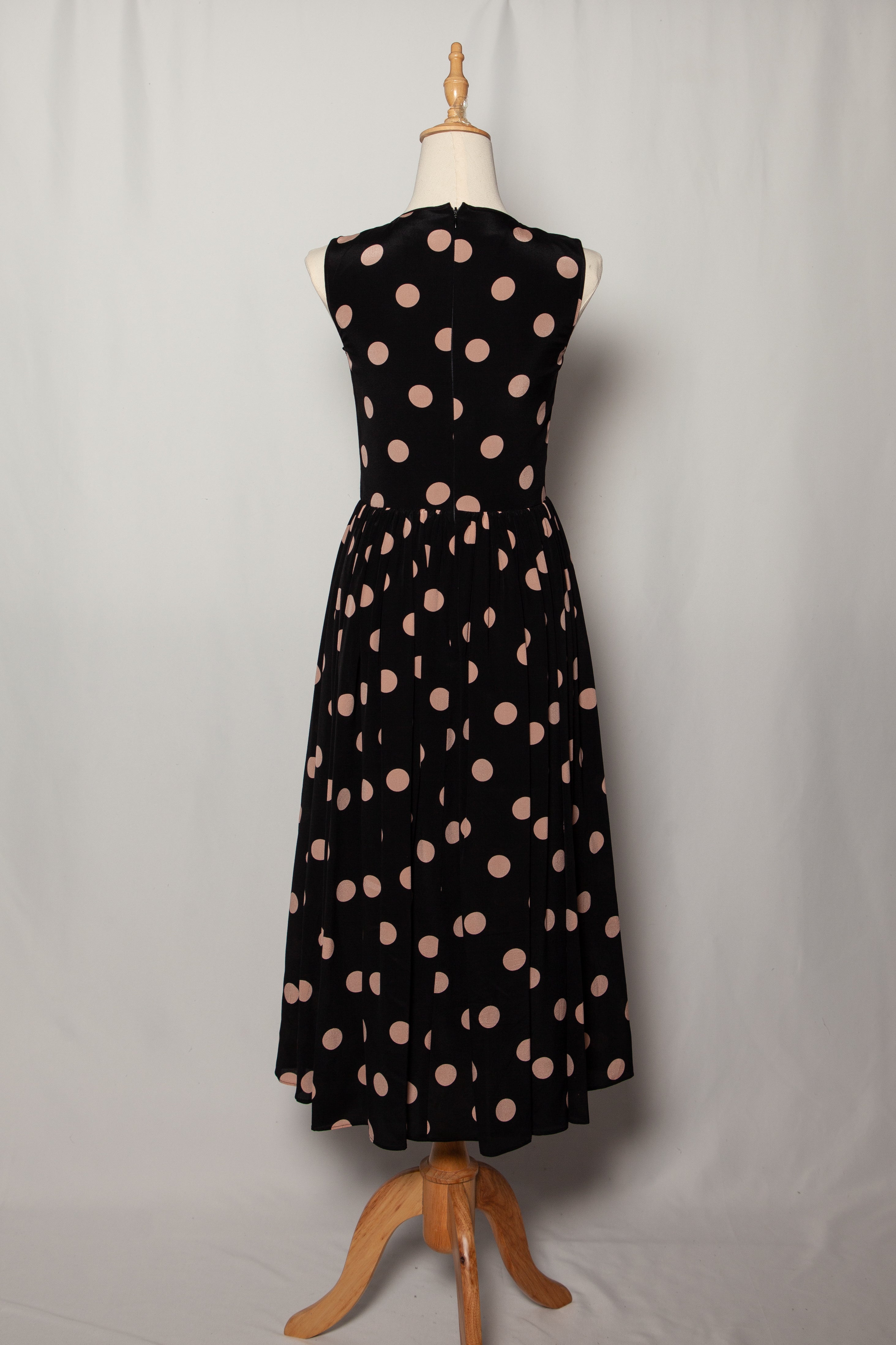 Excellent Red Valentino Black Polka Dot Silk Dress Size XS