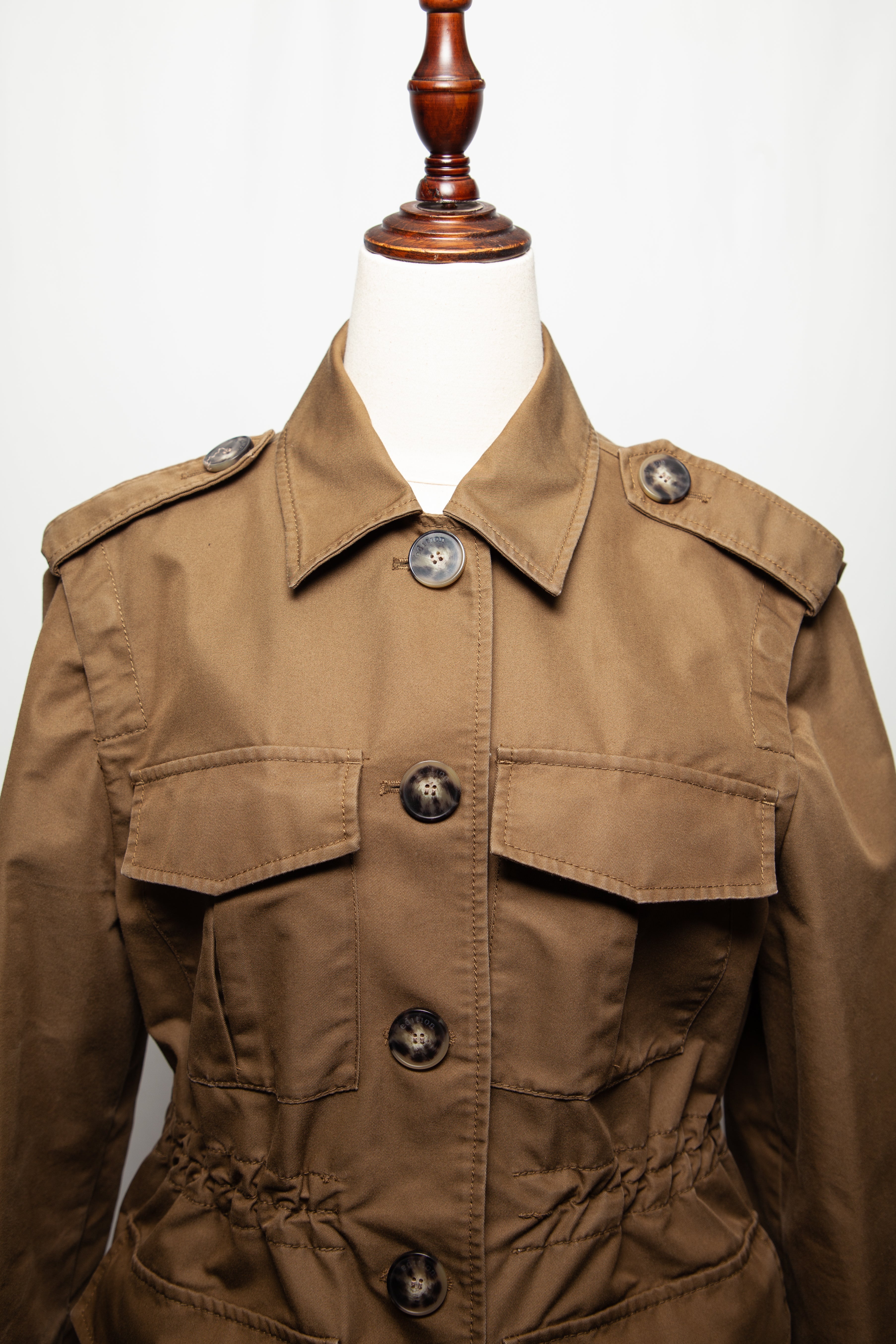 Excellent MaxCo Green Cotton Military Jacket Size M