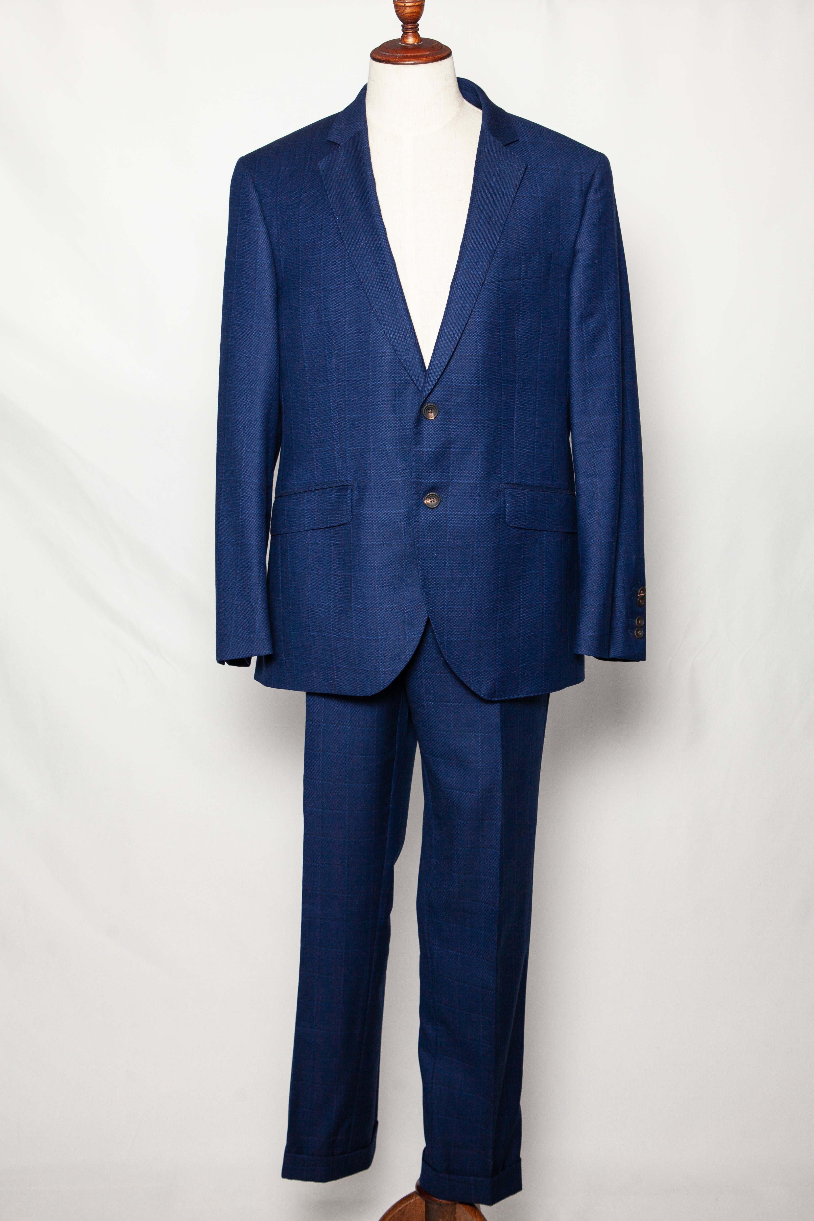 Good Hackett Blue Cashmere Wool Suit Jacket & Pants Size XL