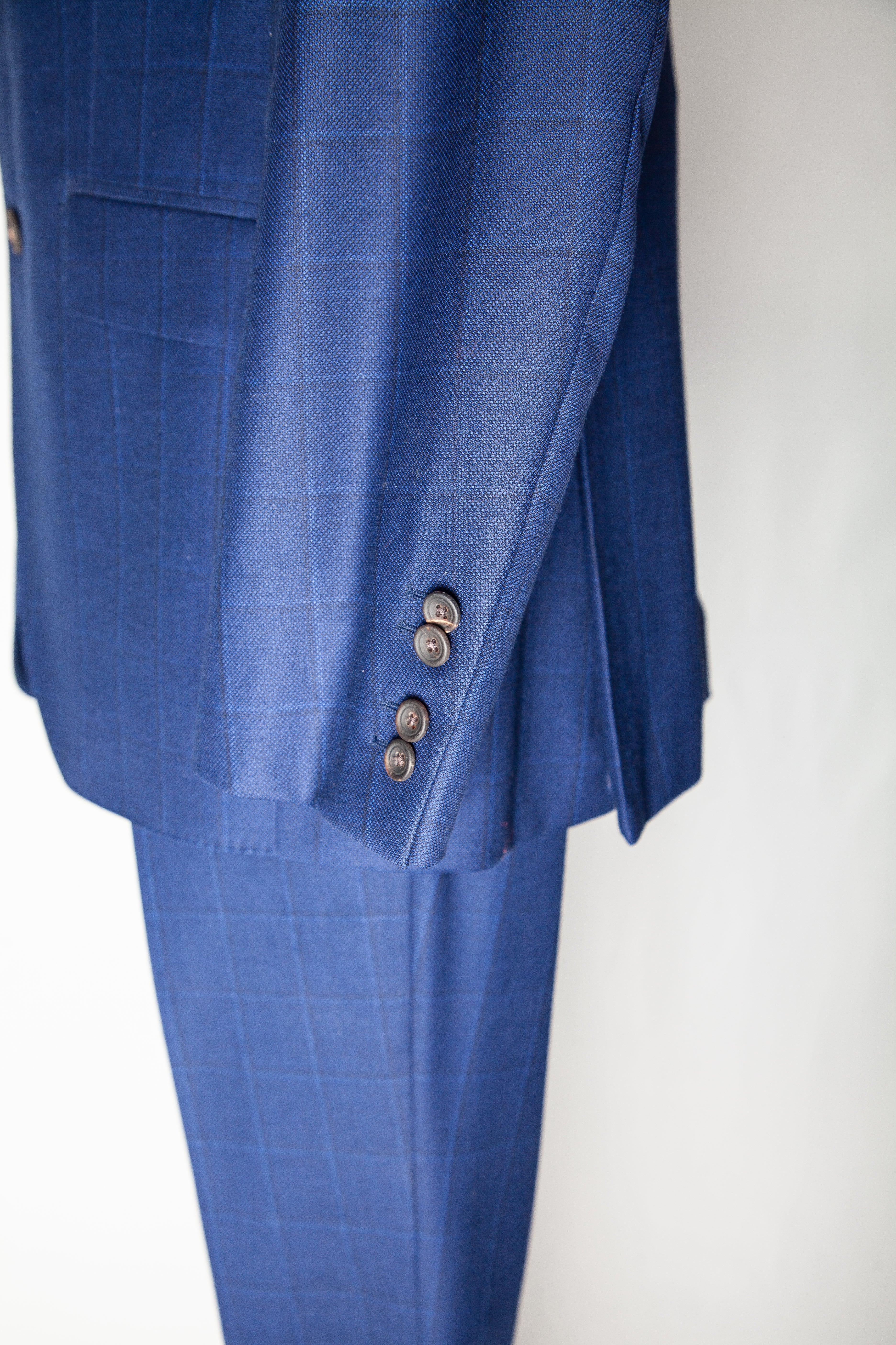 Good Hackett Blue Cashmere Wool Suit Jacket & Pants Size XL