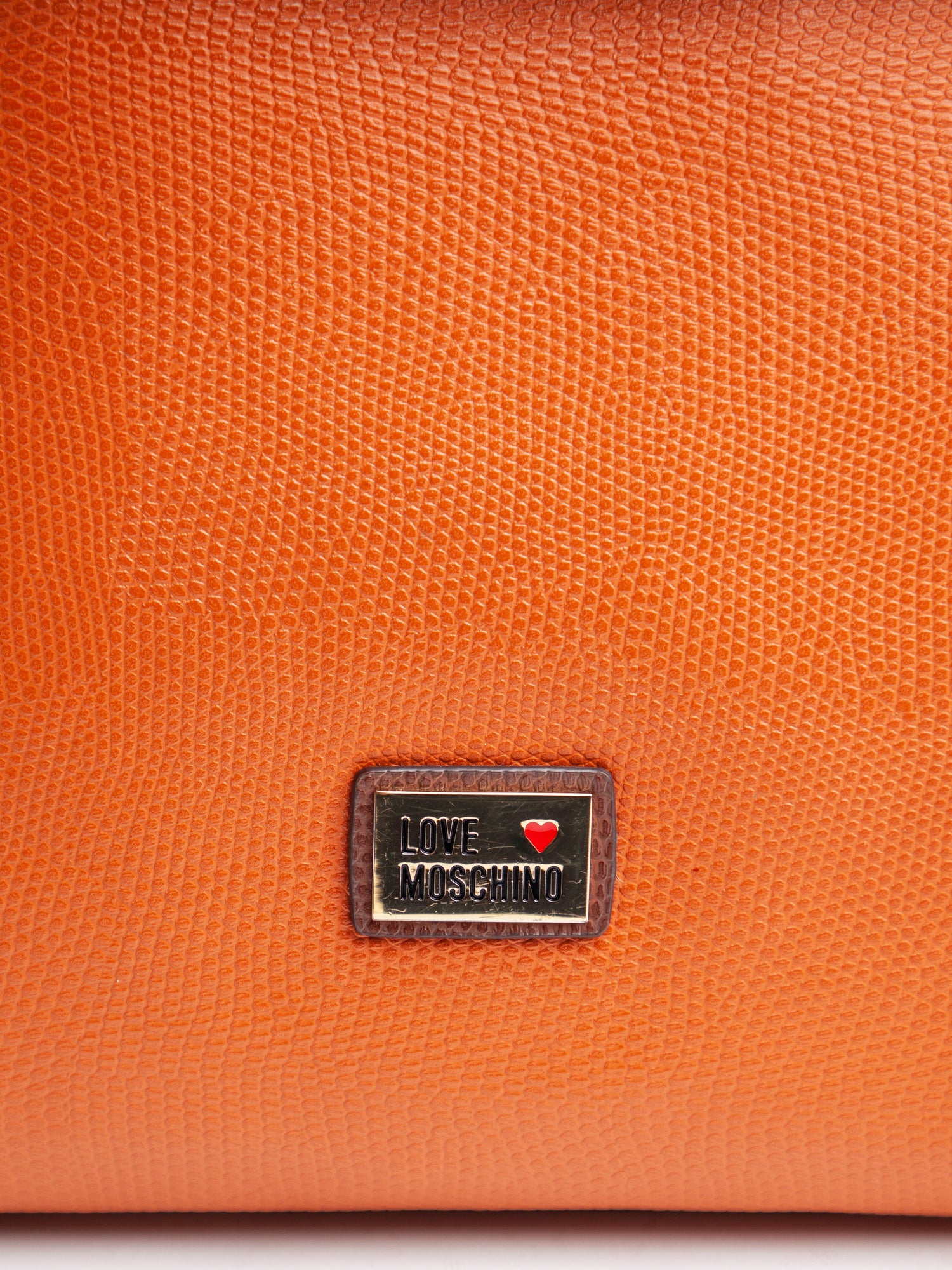 Moschino Orange Leather Handbag with Gold Chain Straps