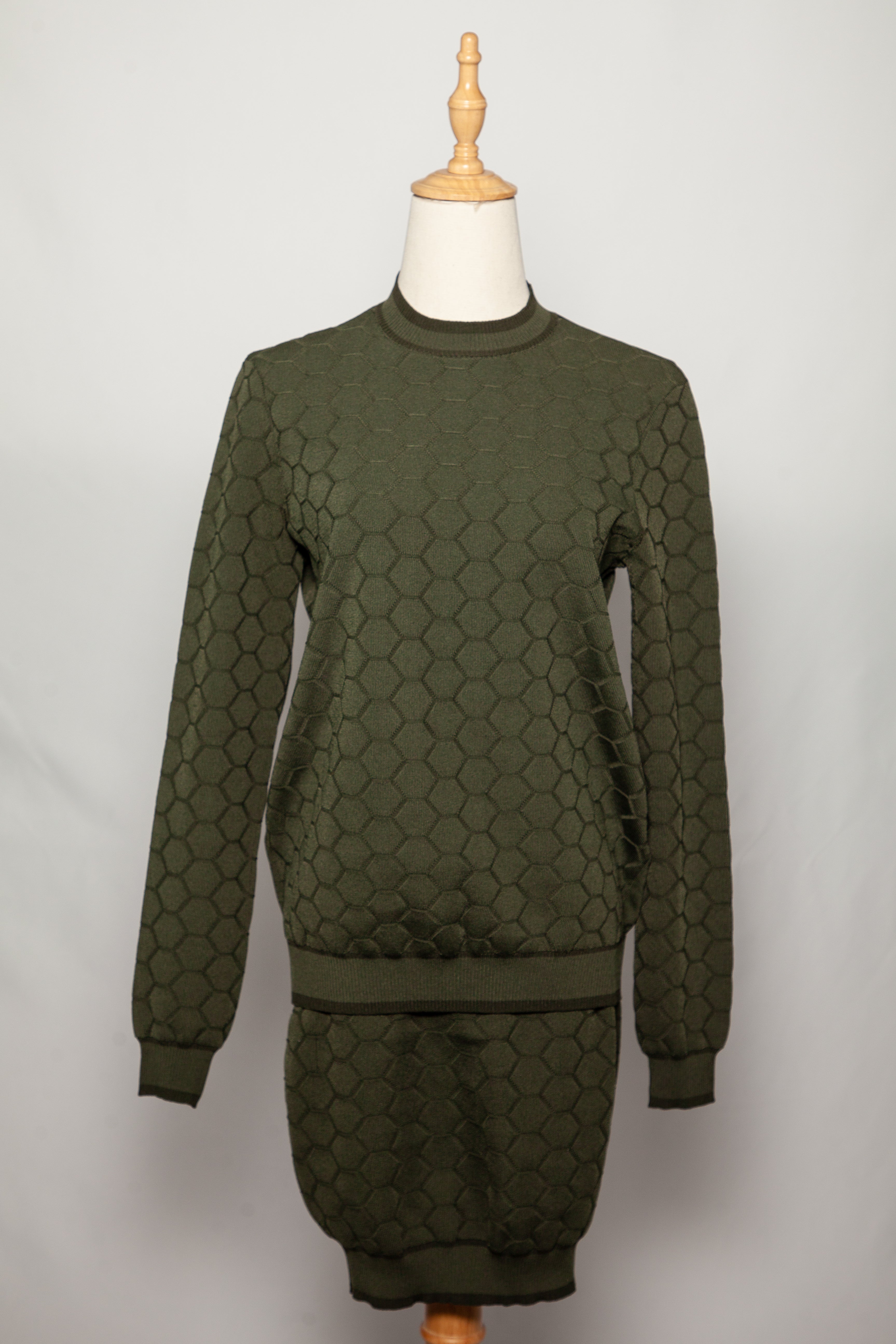 Good Y.A.S Green Long-Sleeved Textured Dress Size S