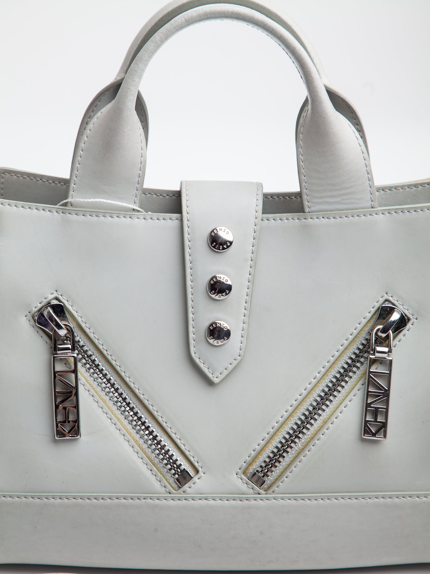 Good Kenzo Gray Leather Handbag with Shoulder Strap