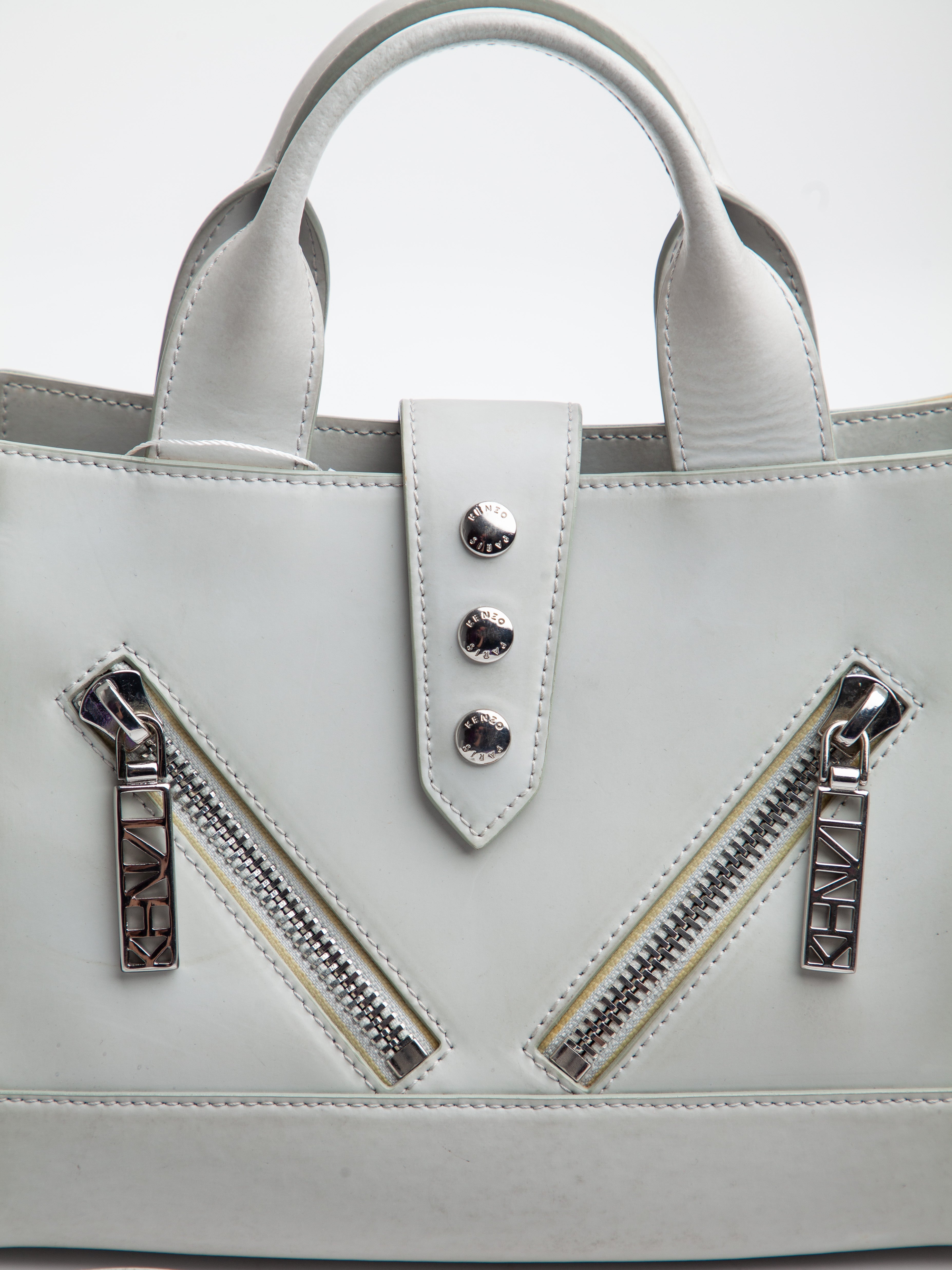 Good Kenzo Gray Leather Handbag with Shoulder Strap