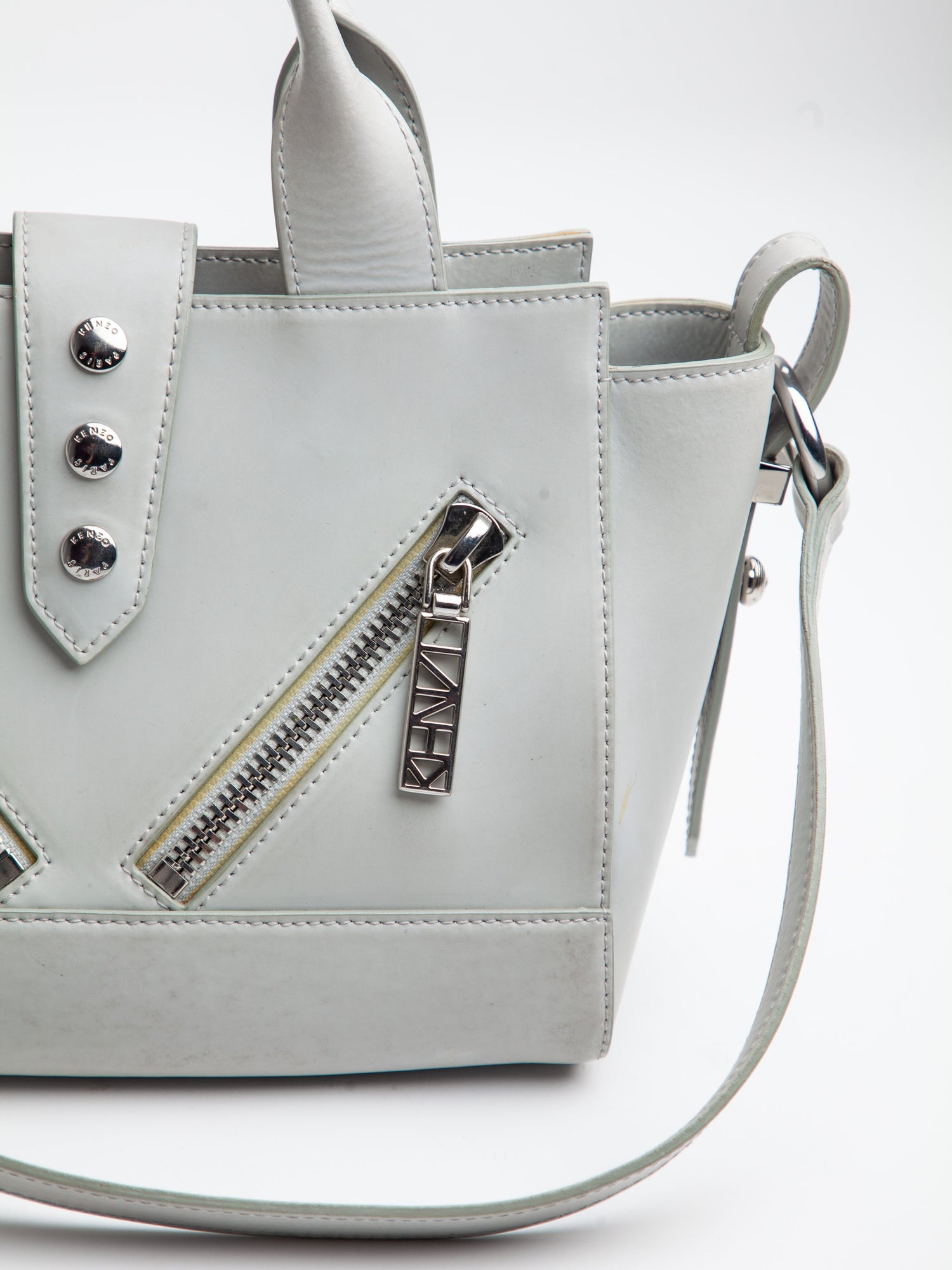 Good Kenzo Gray Leather Handbag with Shoulder Strap
