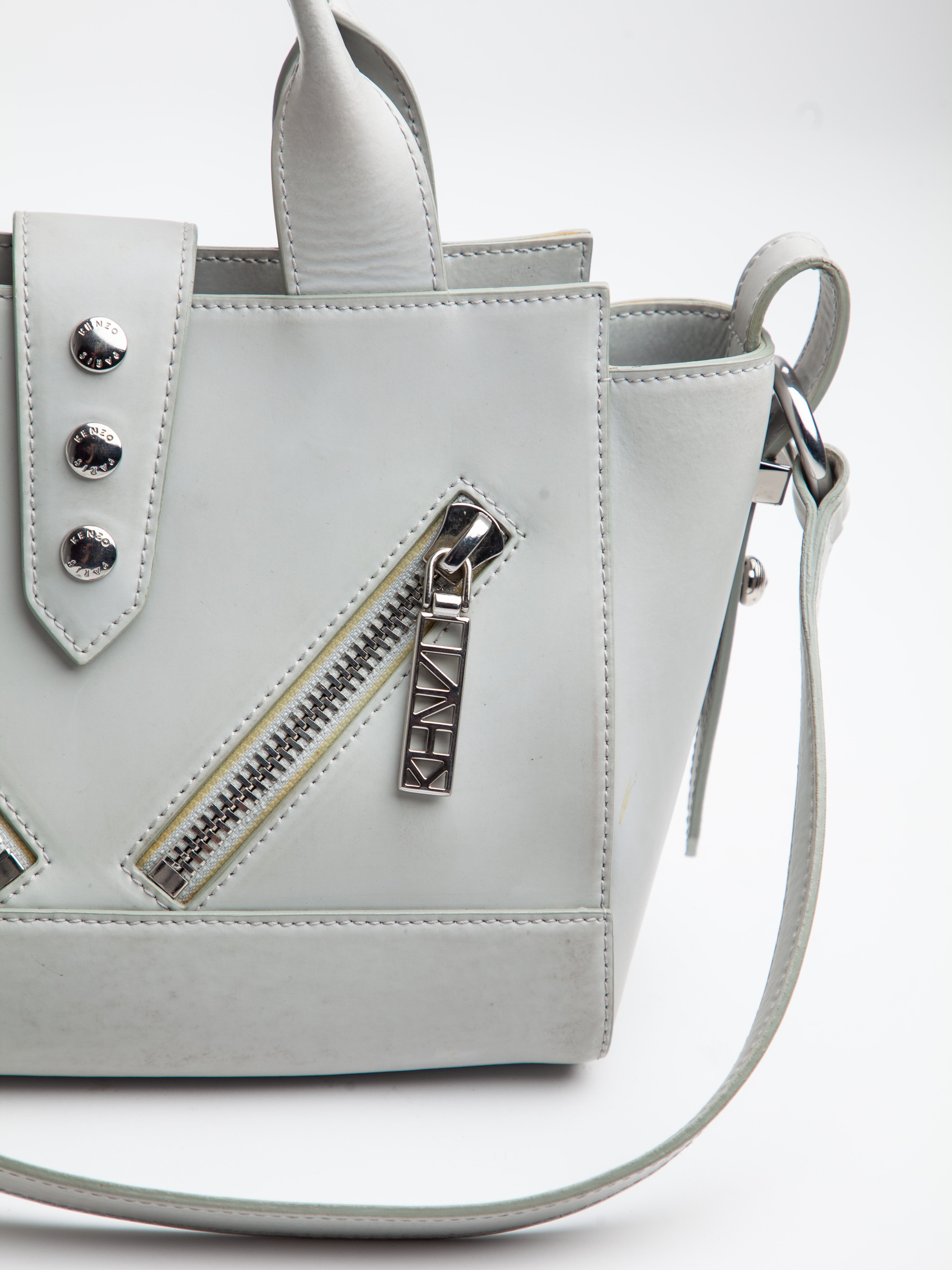 Good Kenzo Gray Leather Handbag with Shoulder Strap