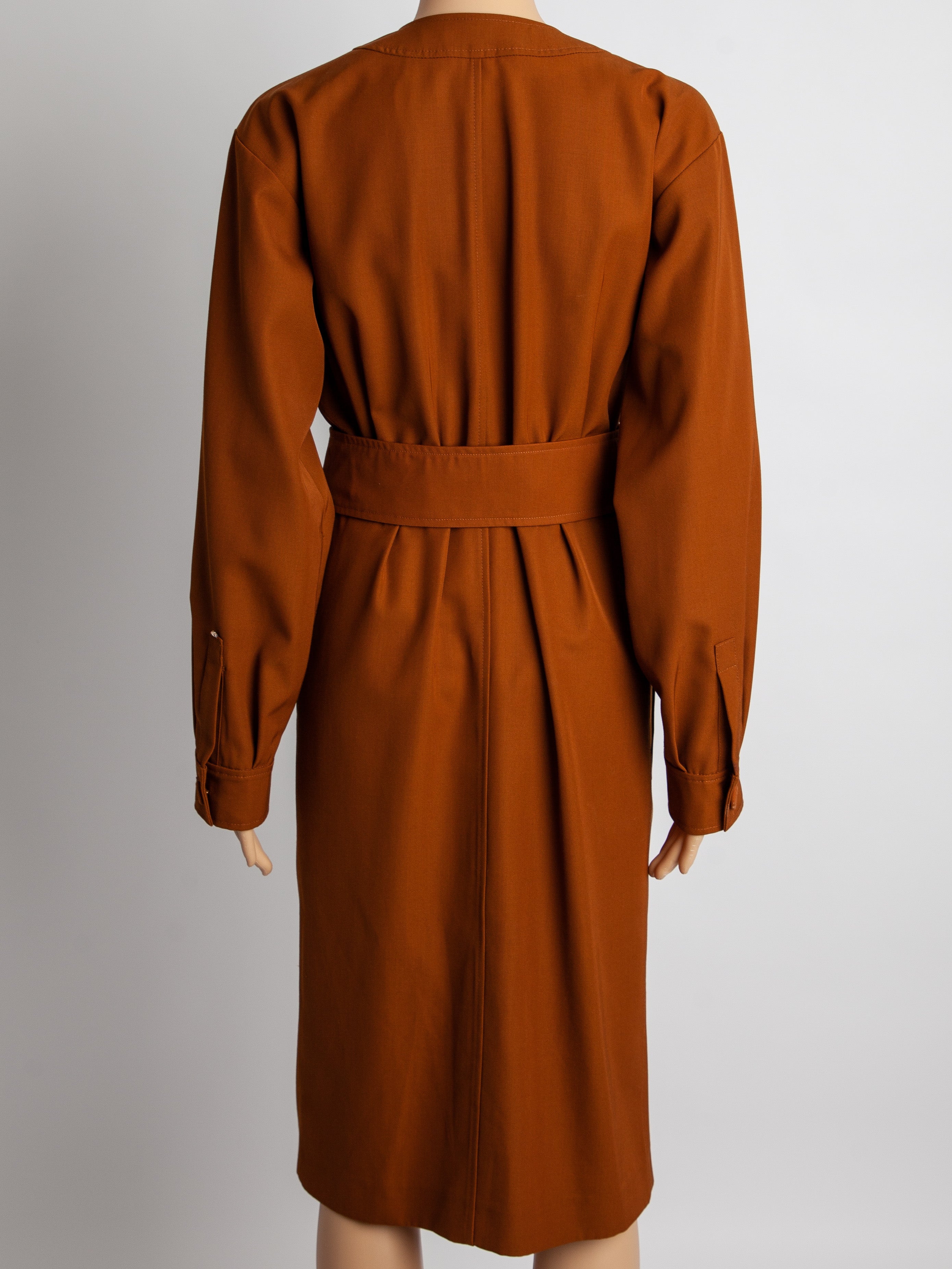 Sportmax Rust Cotton Button-Down Dress with Belt Size M