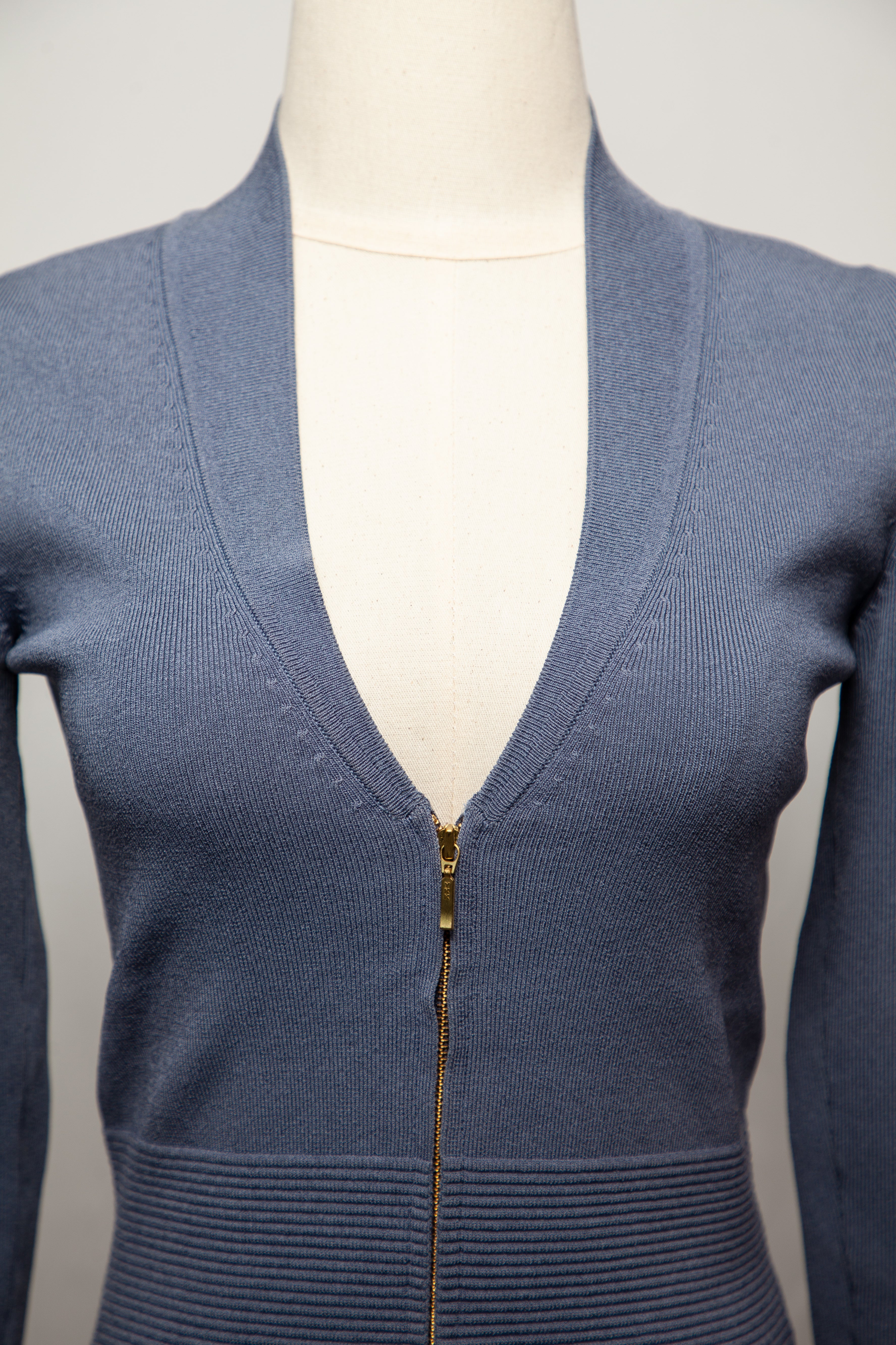 Excellent Reiss Blue Zip-Up Cardigan V-Neck Size XS