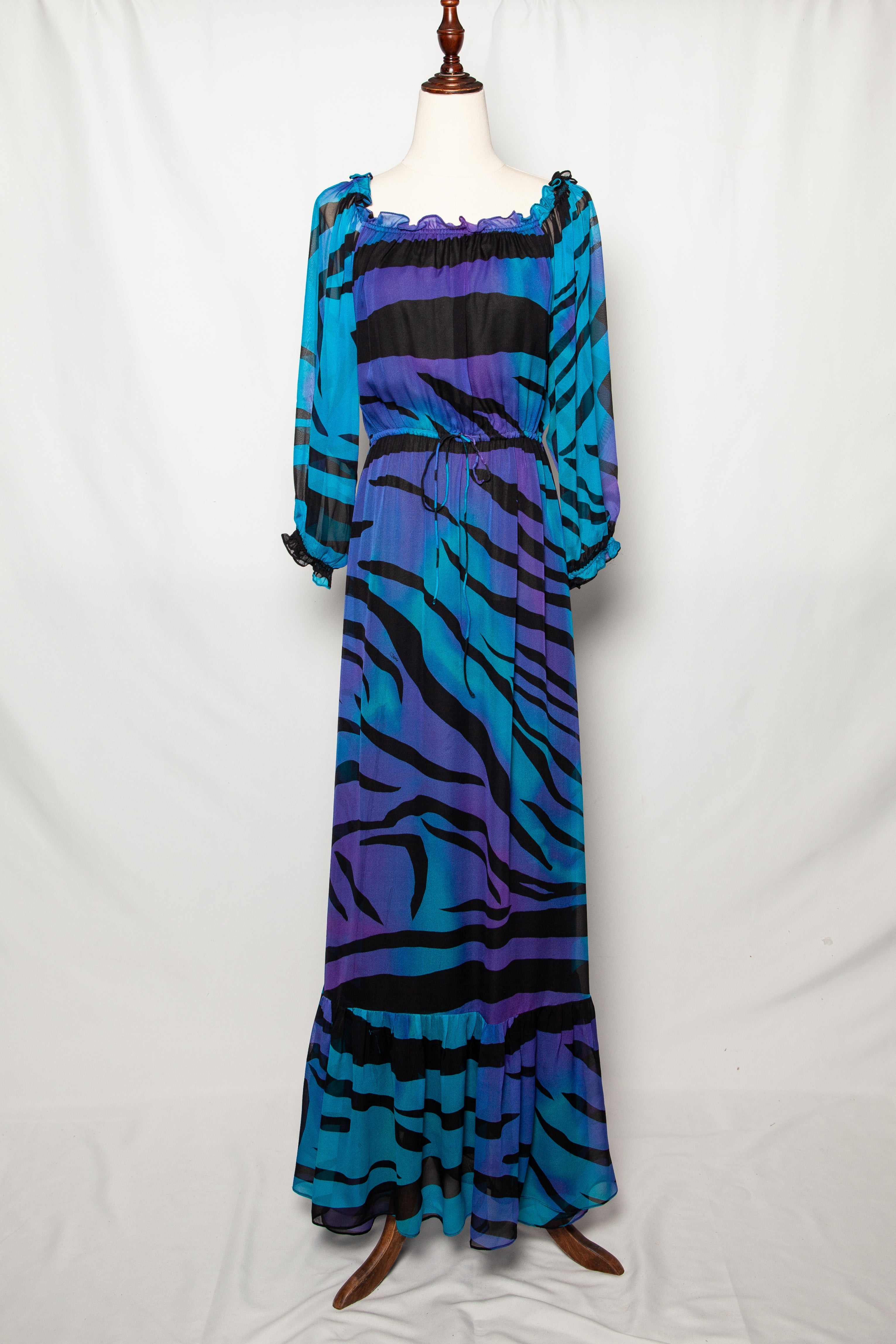 Good Diane von Furstenberg Blue Maxi Dress Size L Viscose Long Sleeve