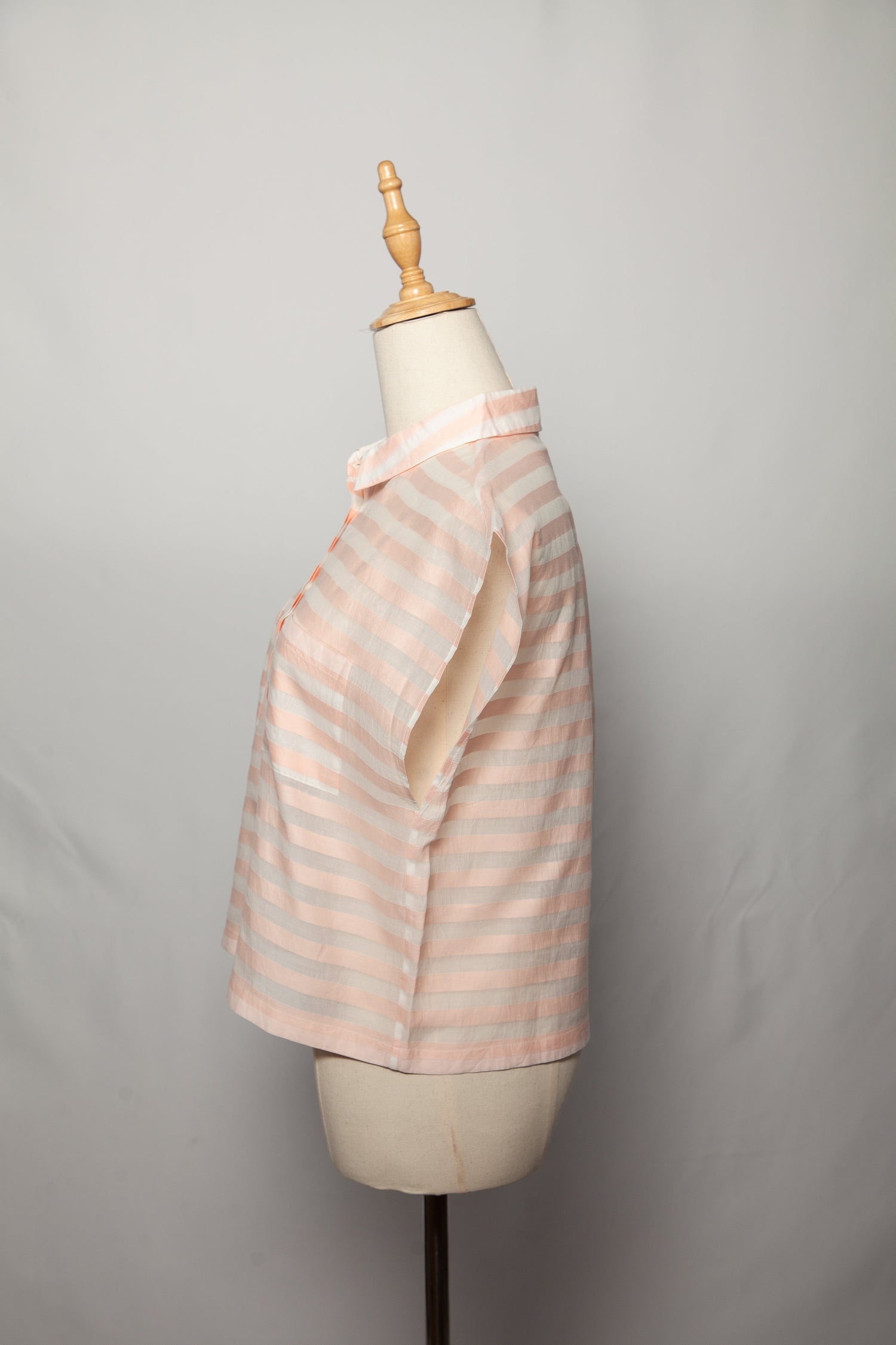 Good Intrend Pink Silk Blouse Size XXS Sheer Striped Design