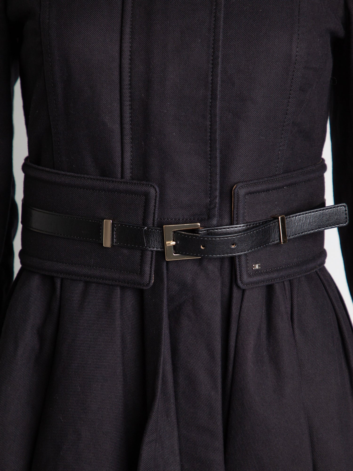 Good Condition Elisabetta Franchi Black Polyester Trench Coat