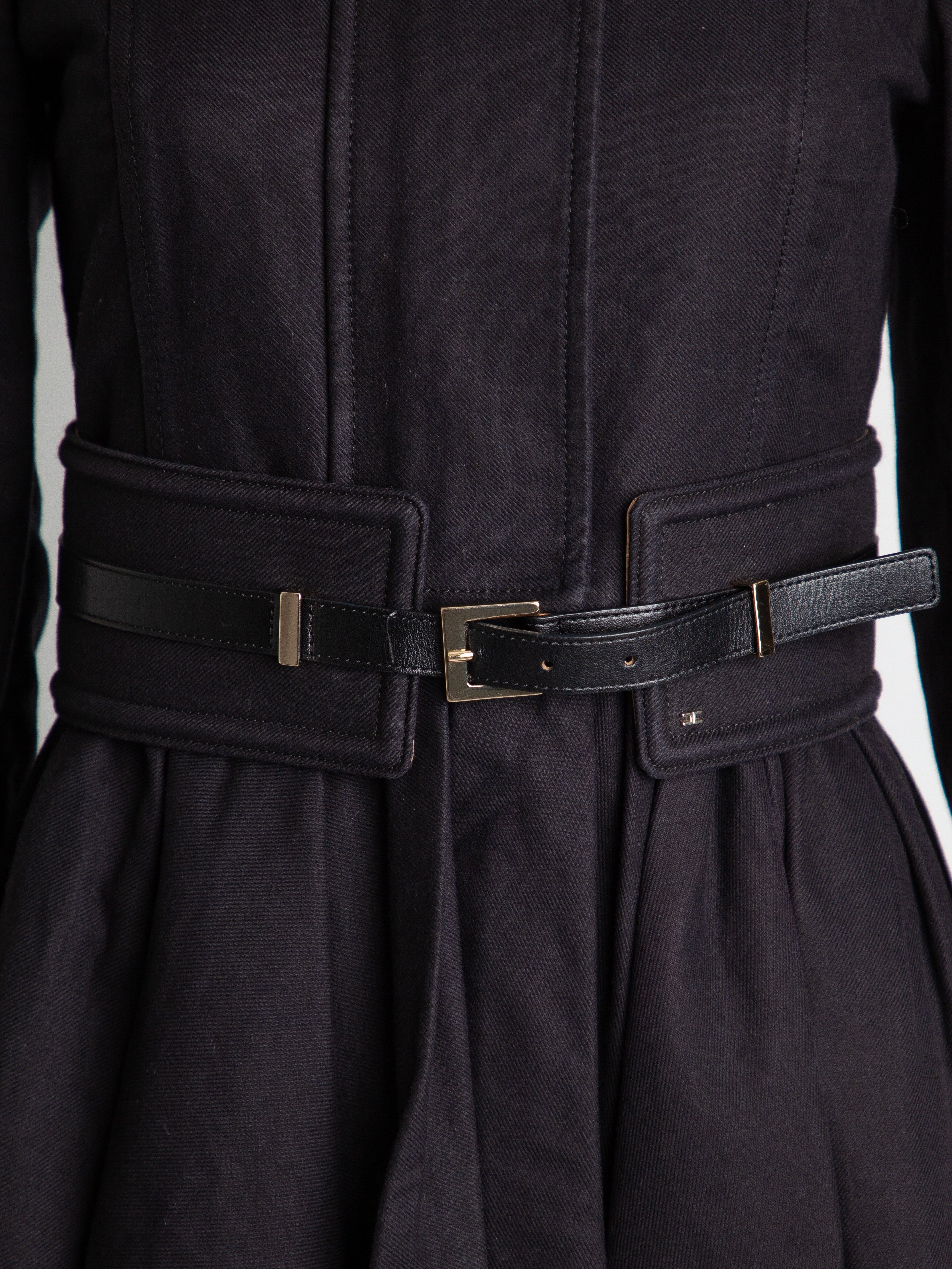 Good Condition Elisabetta Franchi Black Polyester Trench Coat