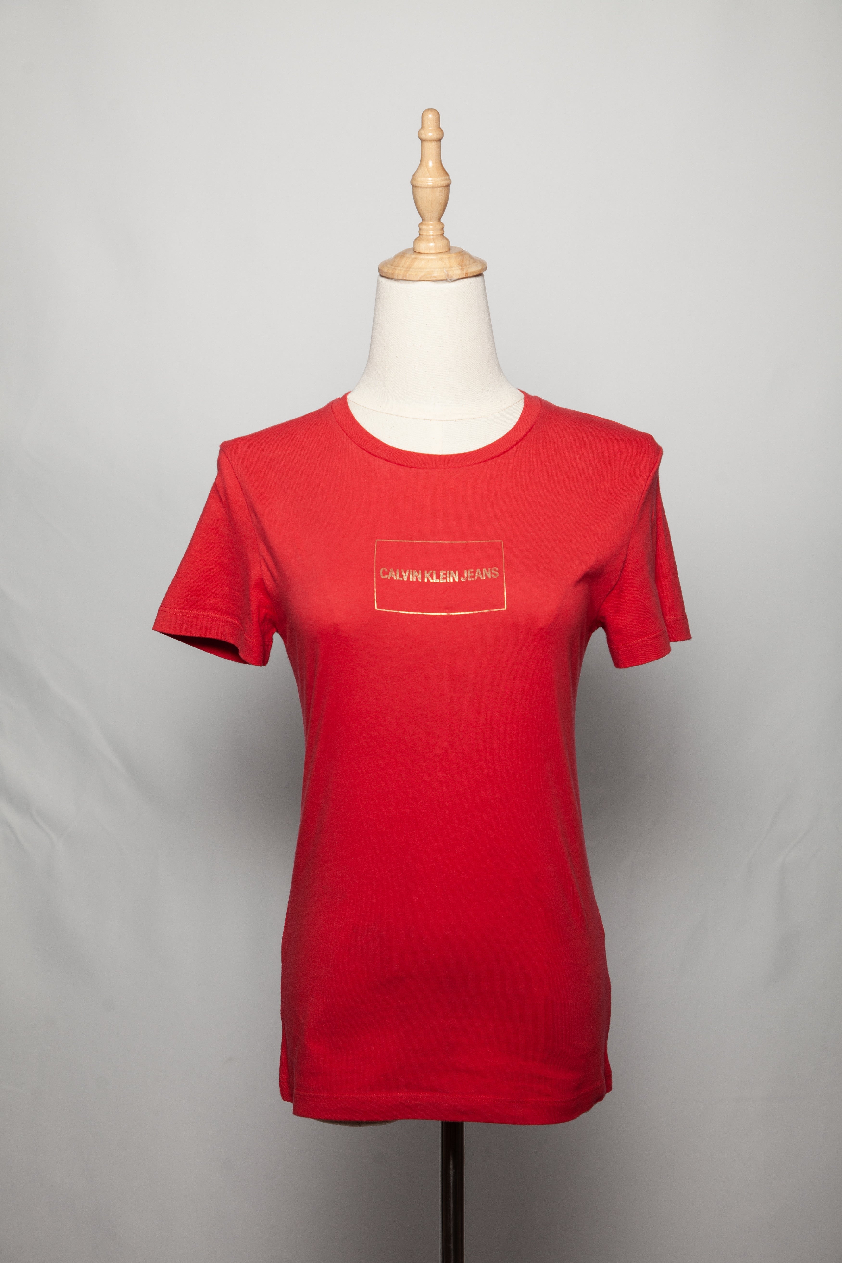 Good Condition Calvin Klein Red Cotton T-Shirt Size XS Women