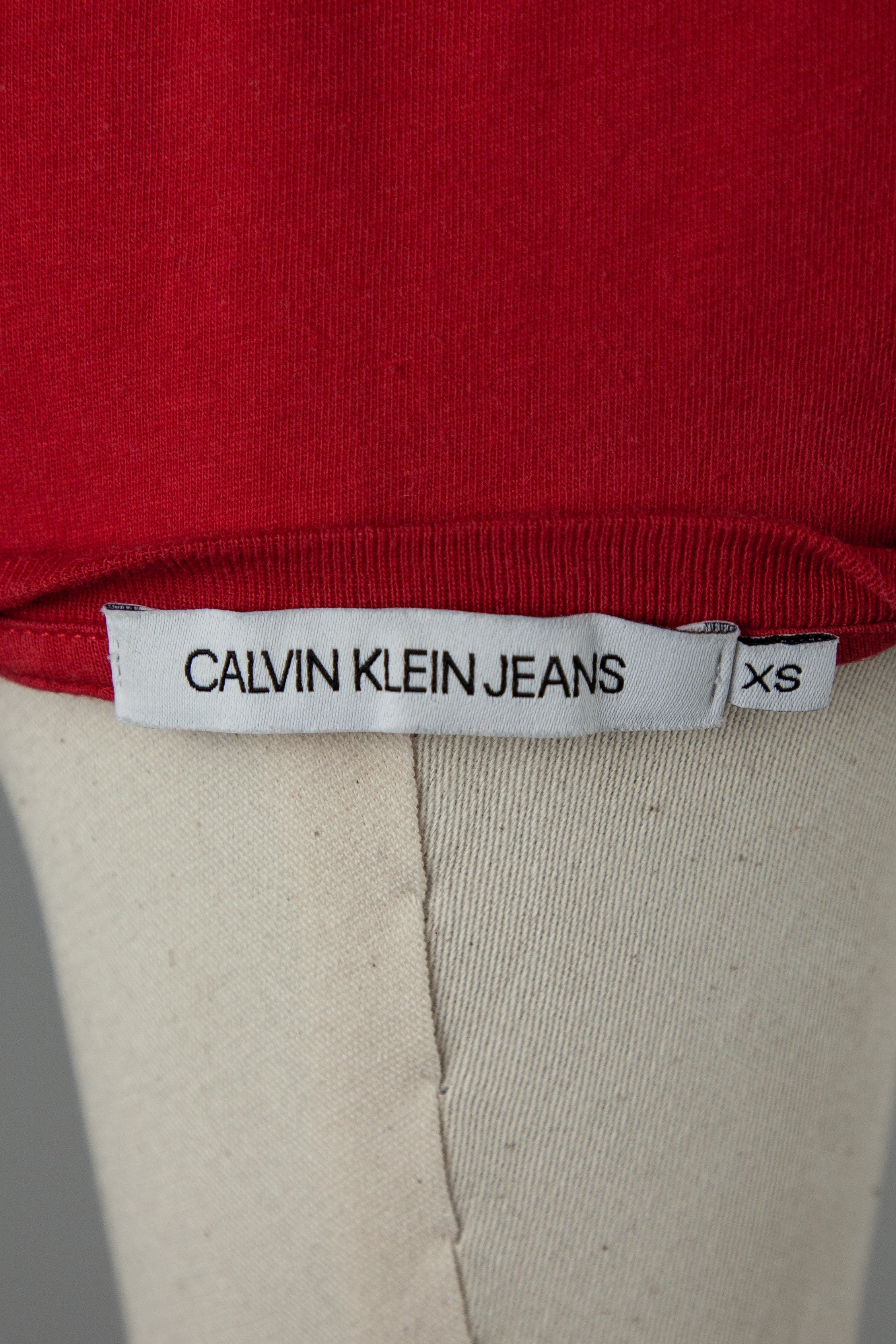 Good Condition Calvin Klein Red Cotton T-Shirt Size XS Women