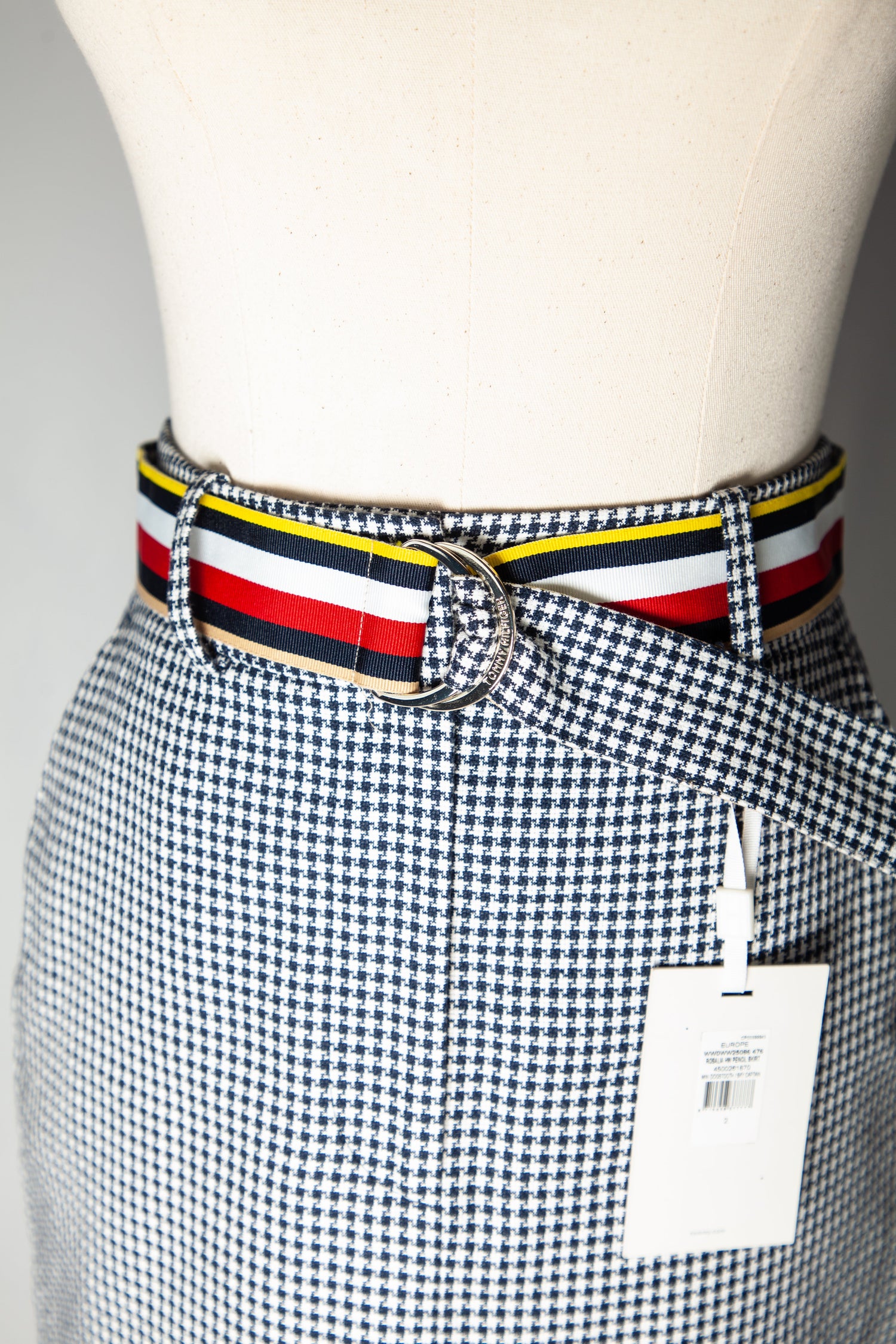 NEW Tommy Hilfiger Black High-Waisted Skirt XS with Striped Belt