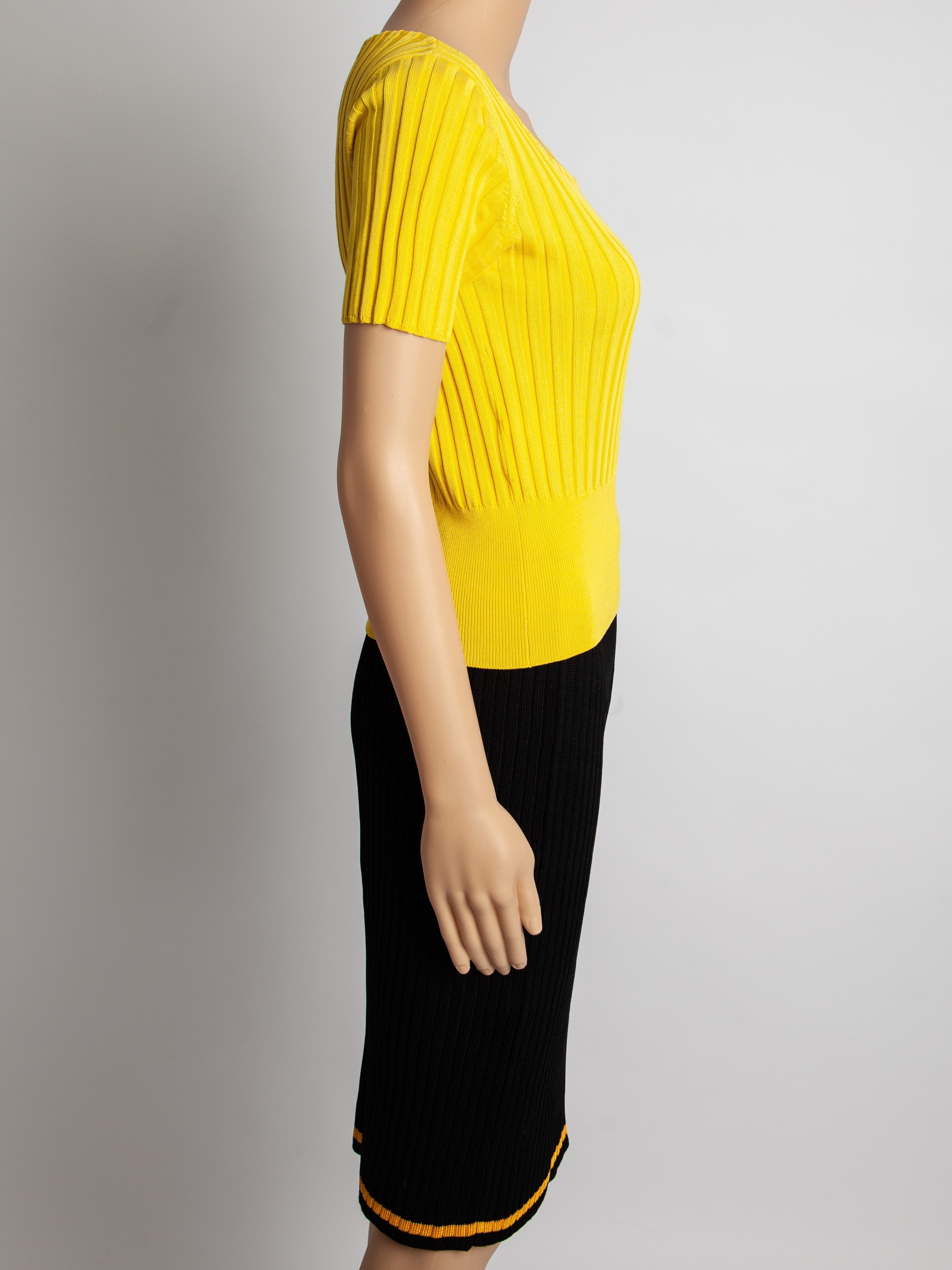 Excellent Prada Yellow Cotton Two-Piece Outfit Size S