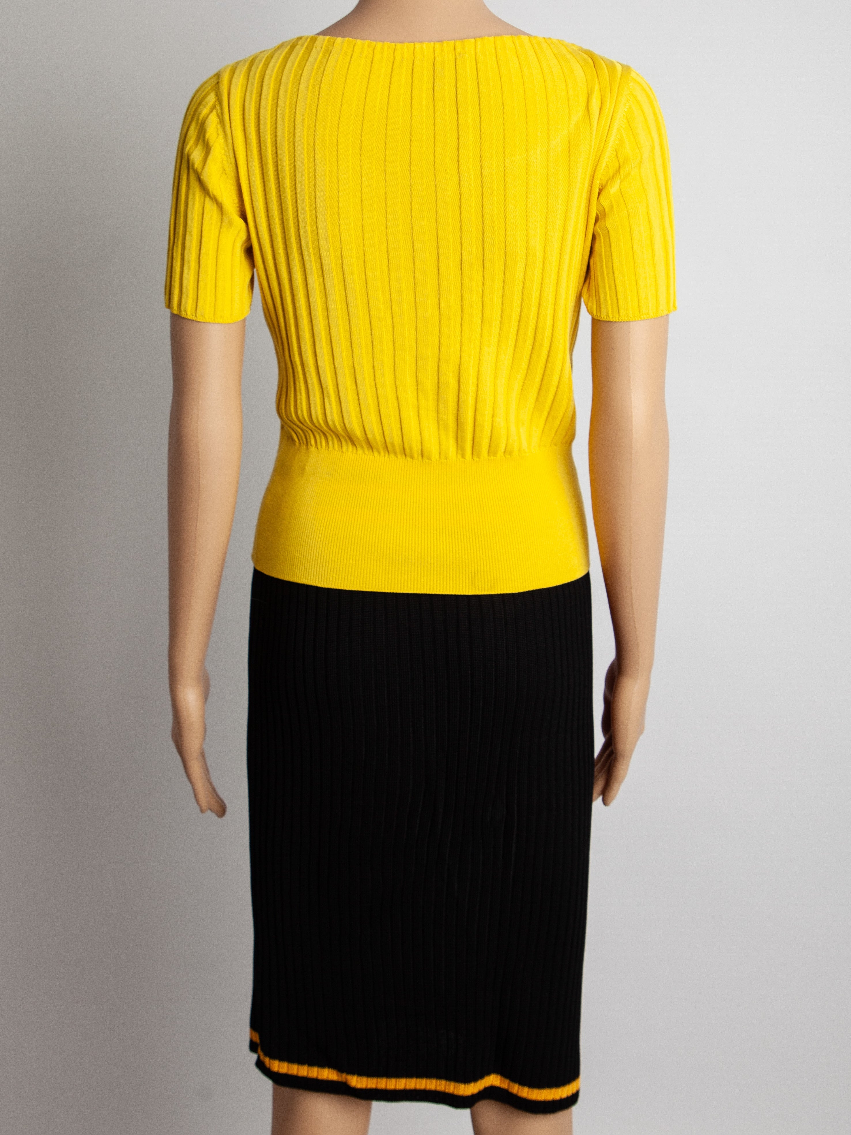 Excellent Prada Yellow Cotton Two-Piece Outfit Size S