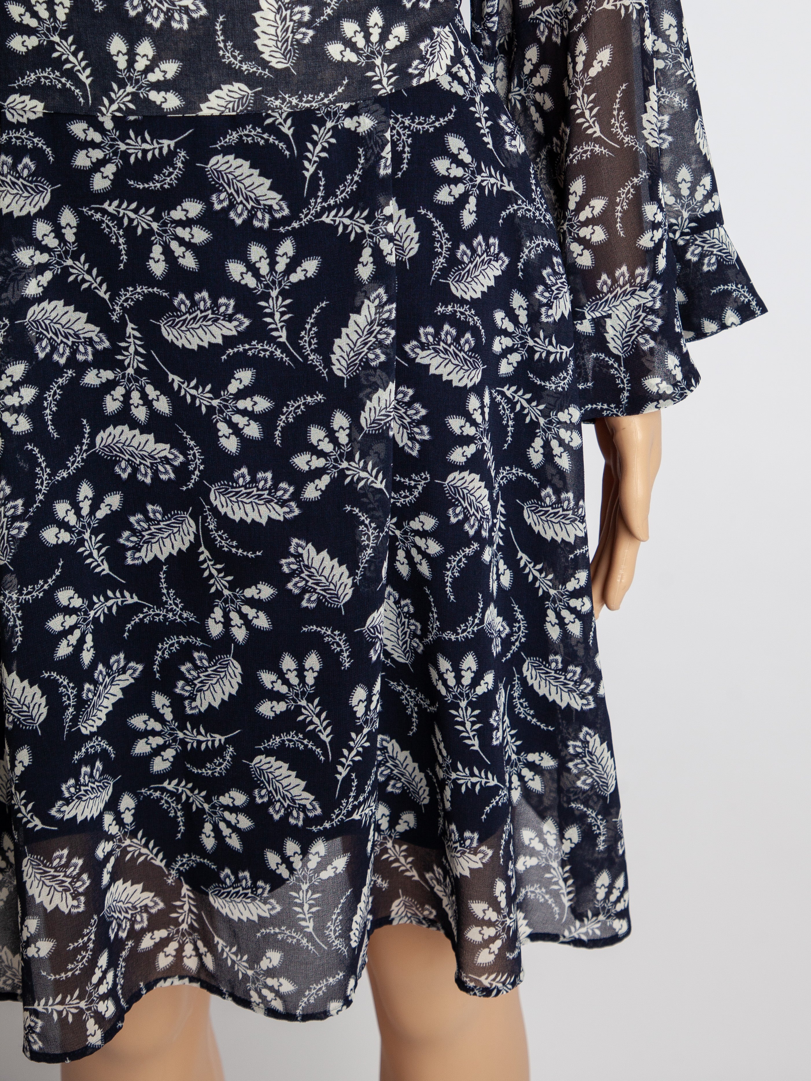 Good Marella Floral Dress Black Cotton Size M with Tied Waist