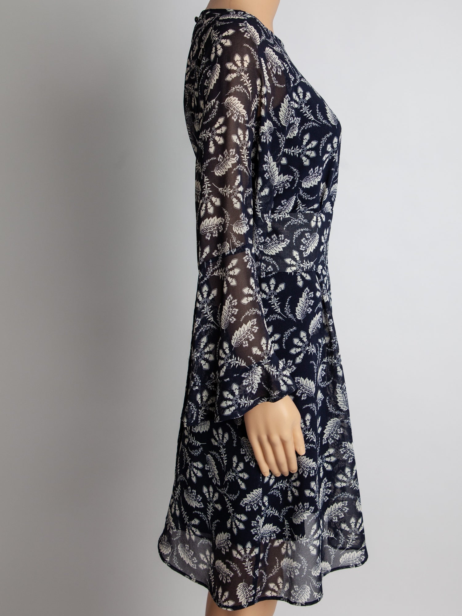 Good Marella Floral Dress Black Cotton Size M with Tied Waist