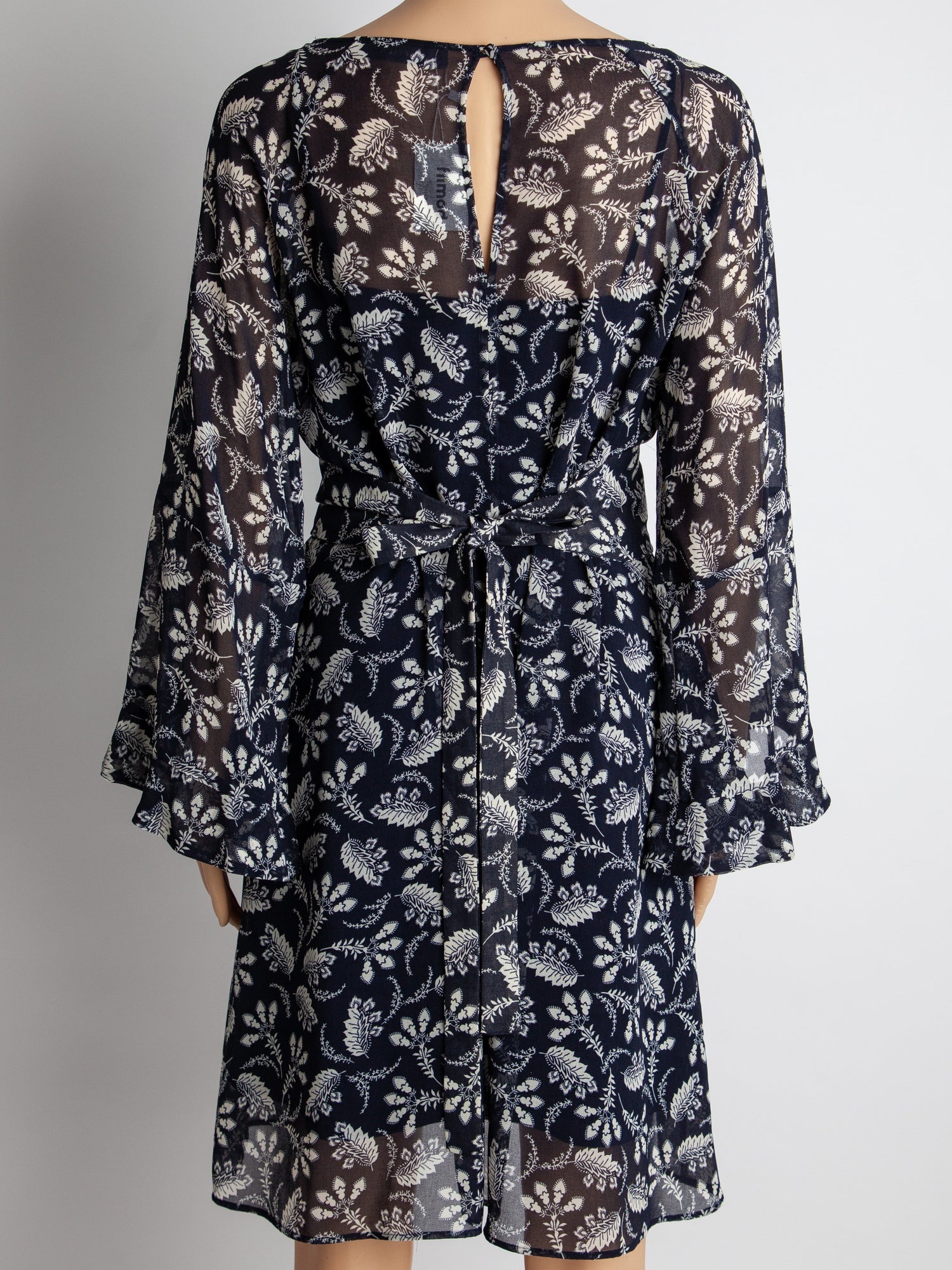 Good Marella Floral Dress Black Cotton Size M with Tied Waist