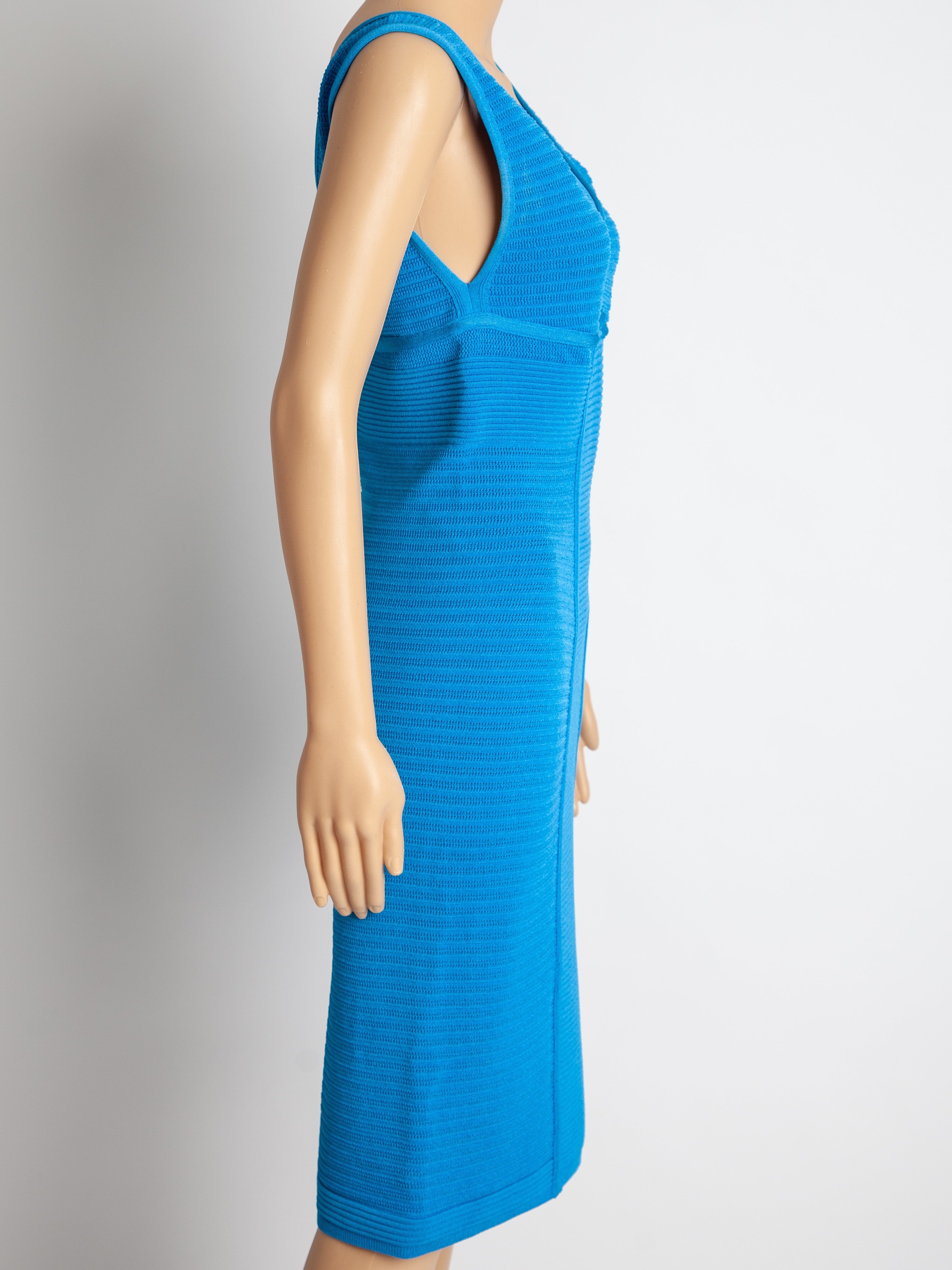Good Blumarine Blue Sleeveless Knee-Length Dress Polyester