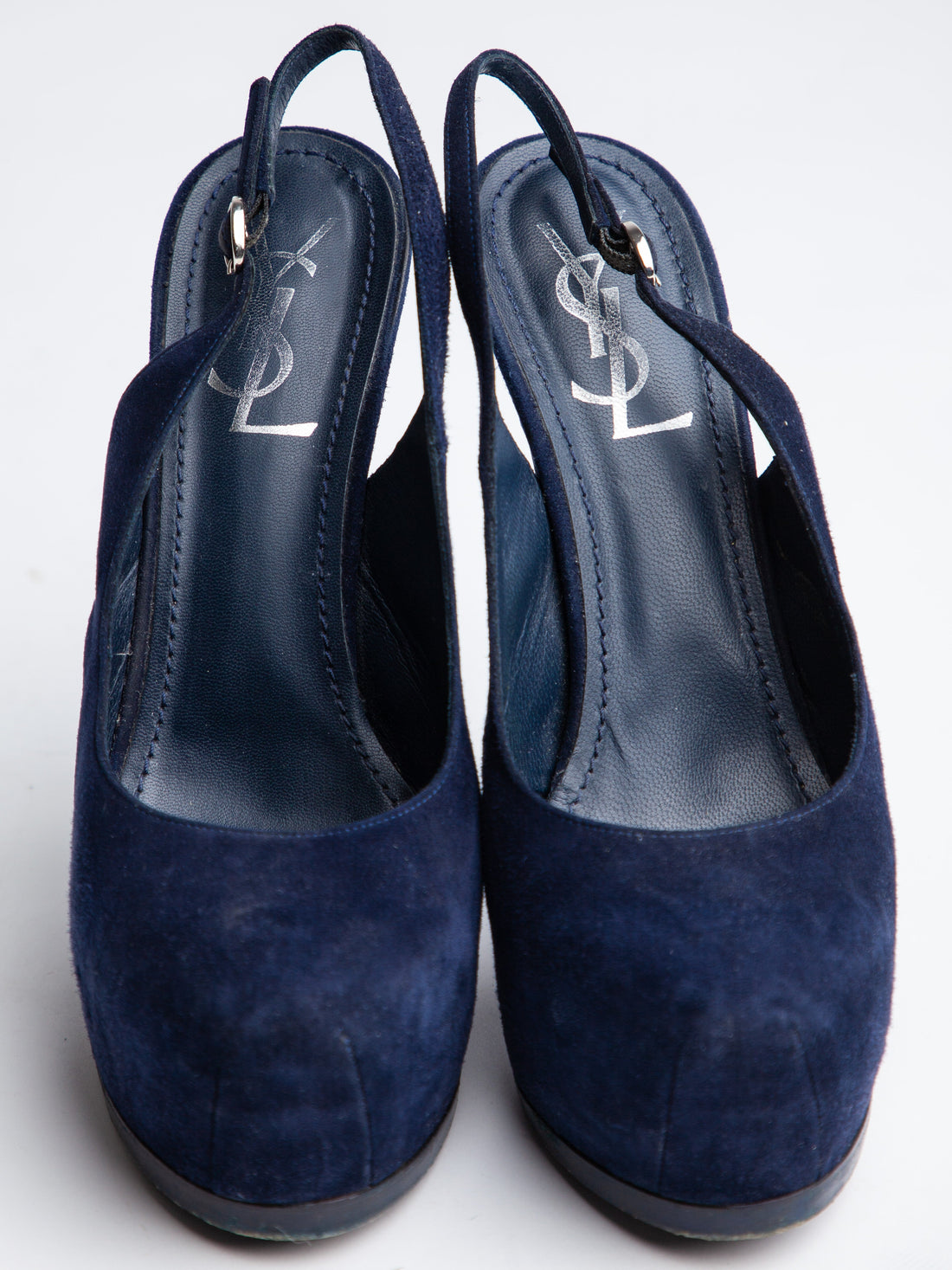 Good Yves Saint Laurent Blue Suede Slingbacks Size 37.5