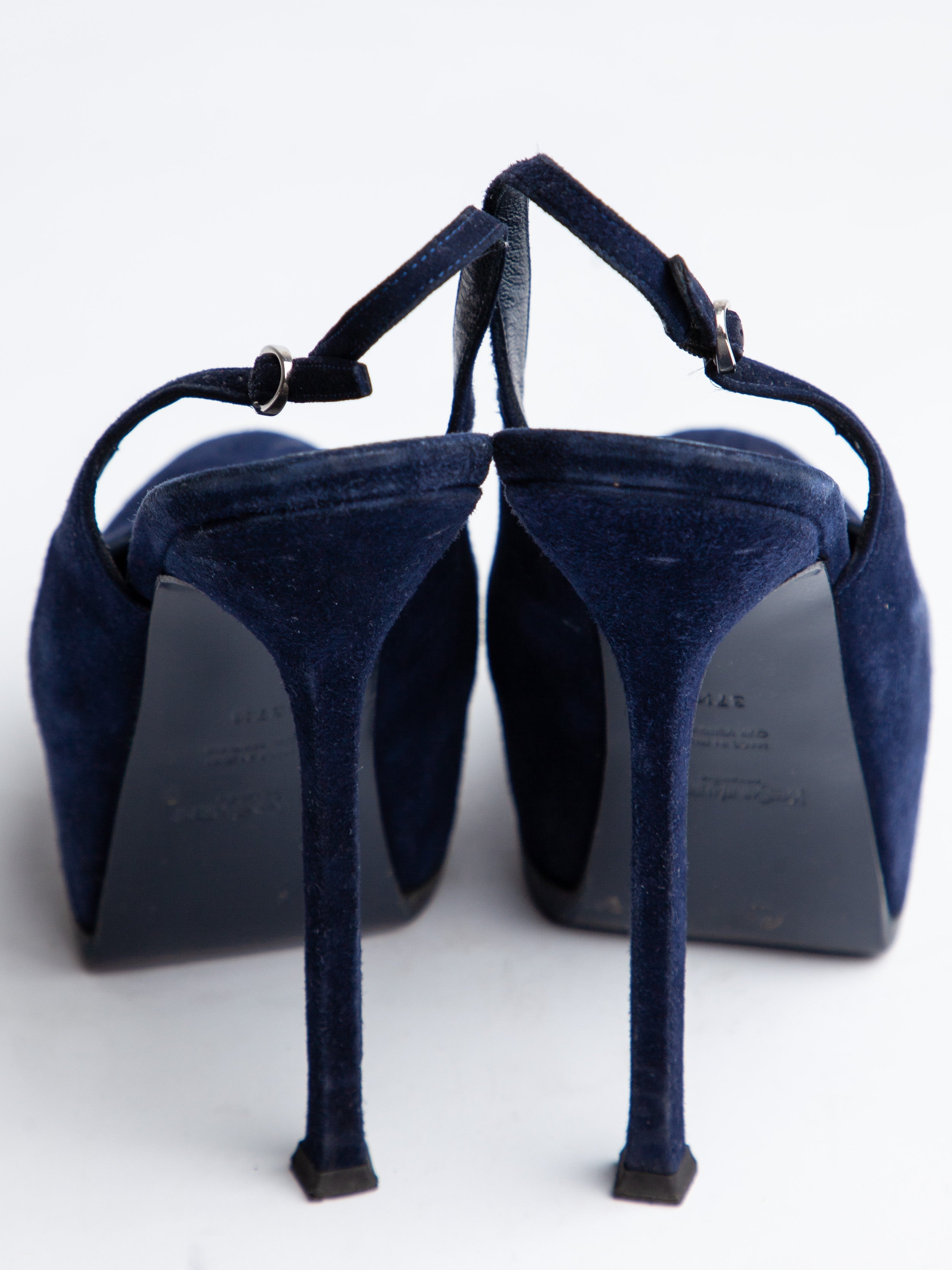 Good Yves Saint Laurent Blue Suede Slingbacks Size 37.5
