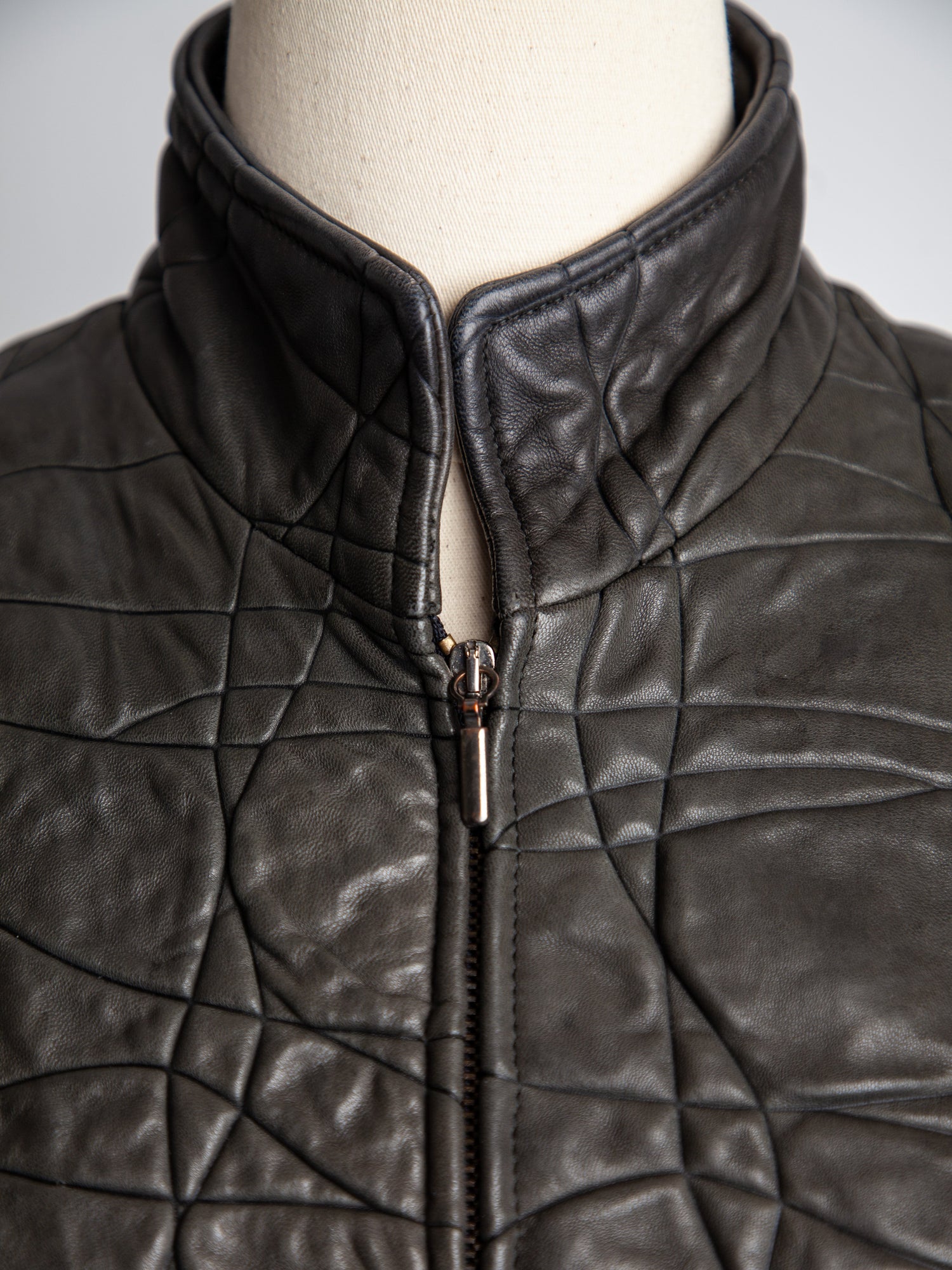 Good Armani Exchange Green Quilted Leather Jacket Size XXS