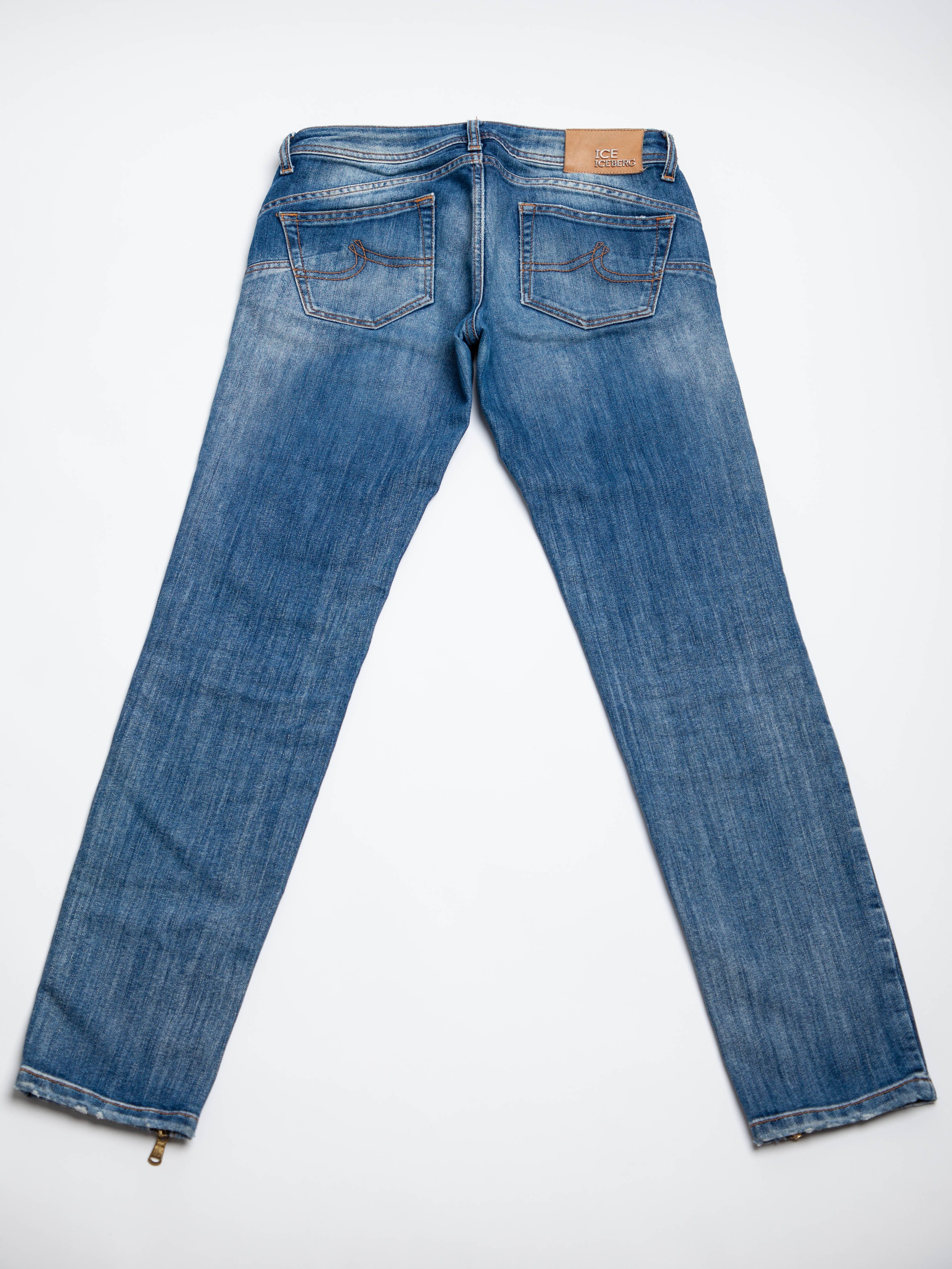 Good Ice Berg Blue Cotton Denim Jeans Size XS with Zippers