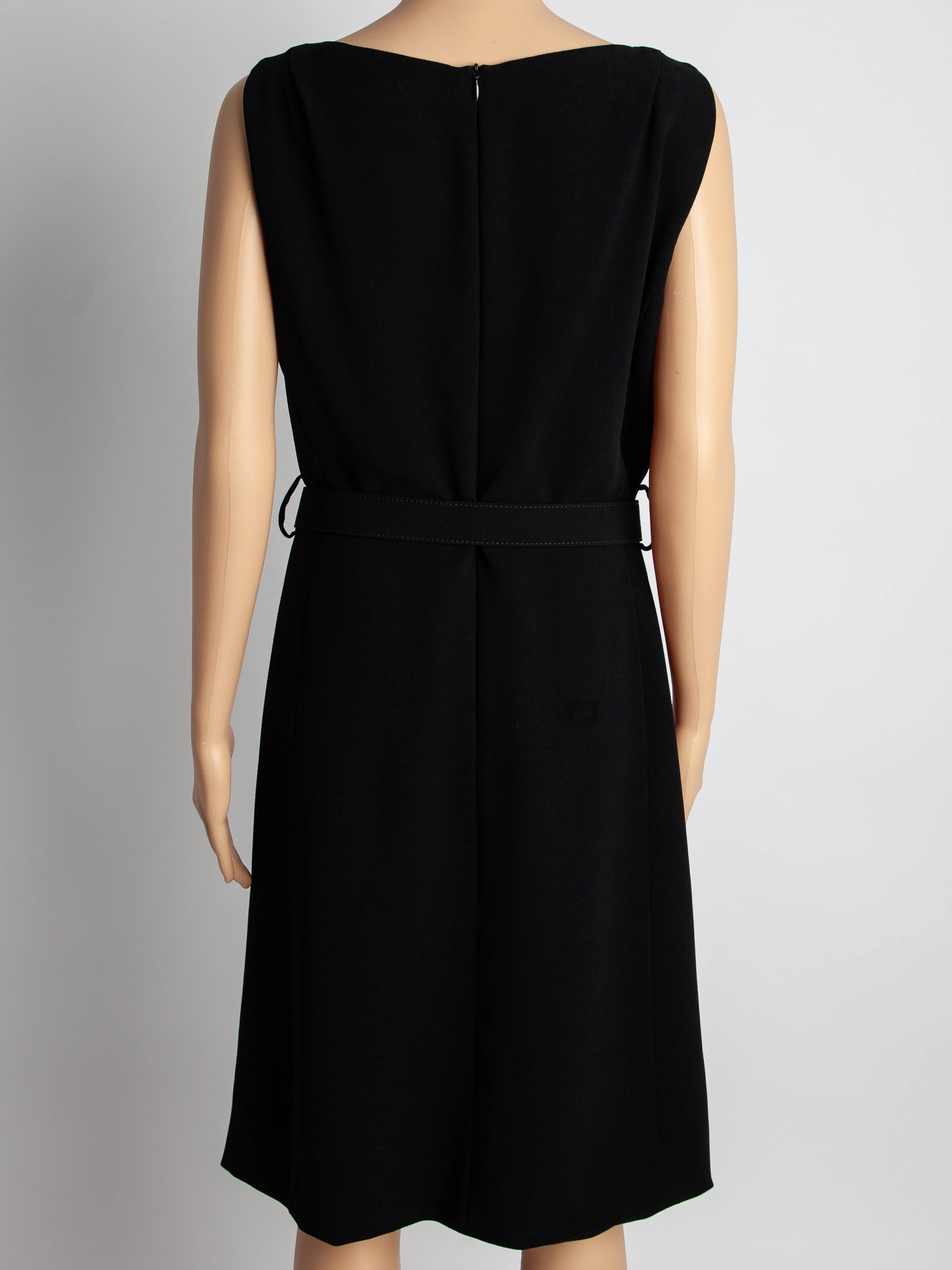 Good Moschino Black Sleeveless Dress XL V-Neckline with Belt