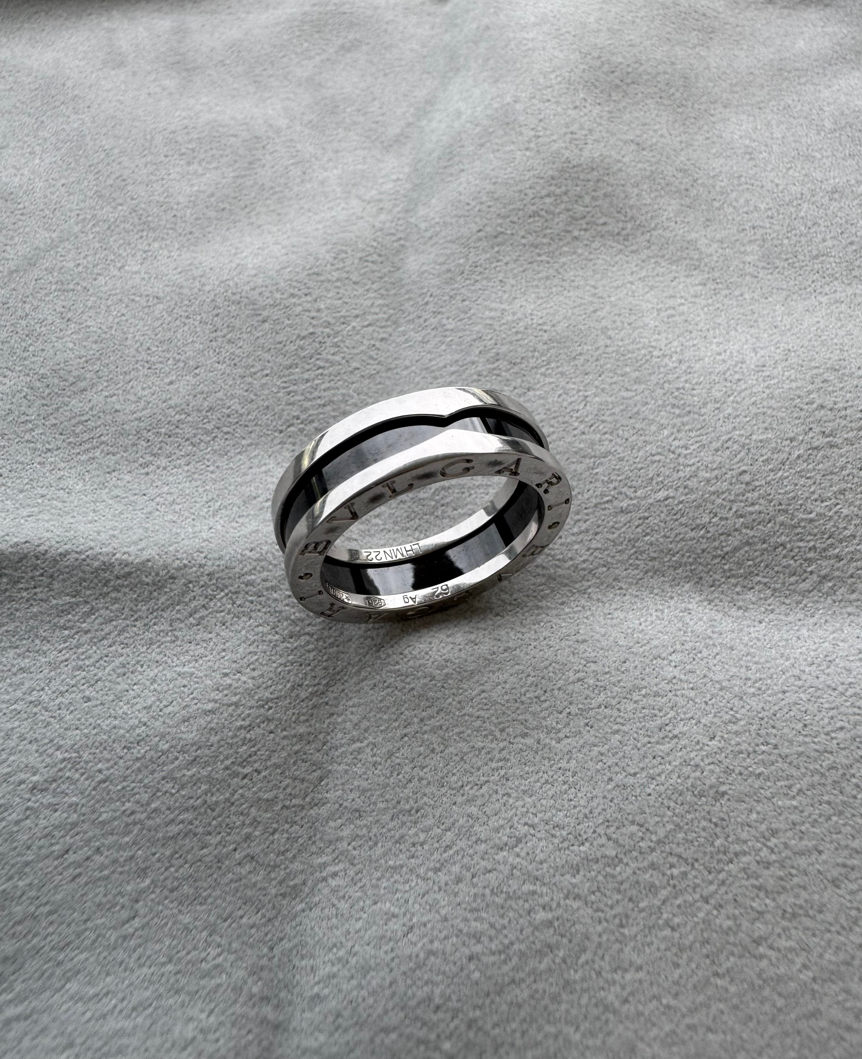 Bvlgari Bulgari Save the Children 925 Sterling Silver Black Ceramic Large Ring