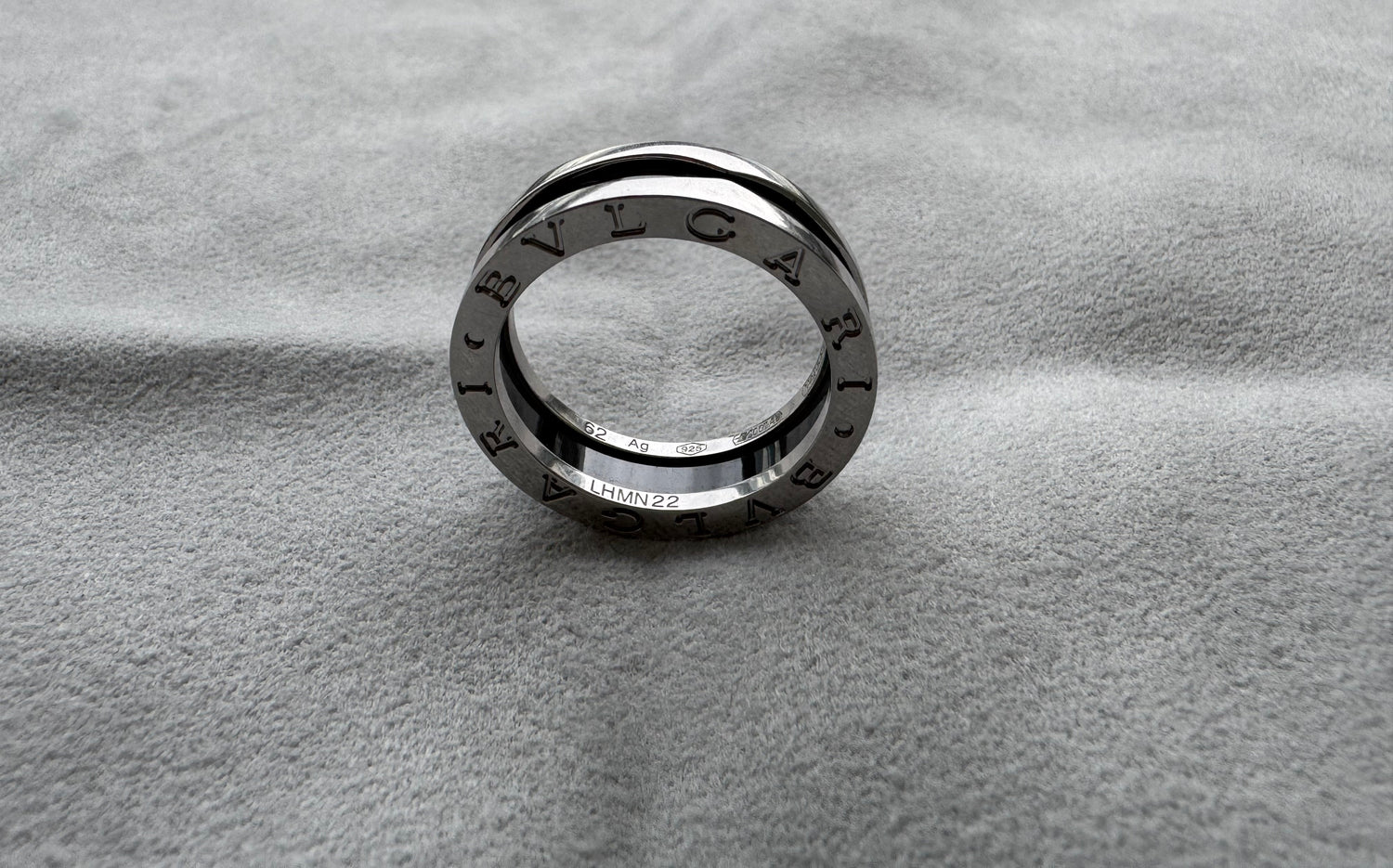 Bvlgari Bulgari Save the Children 925 Sterling Silver Black Ceramic Large Ring