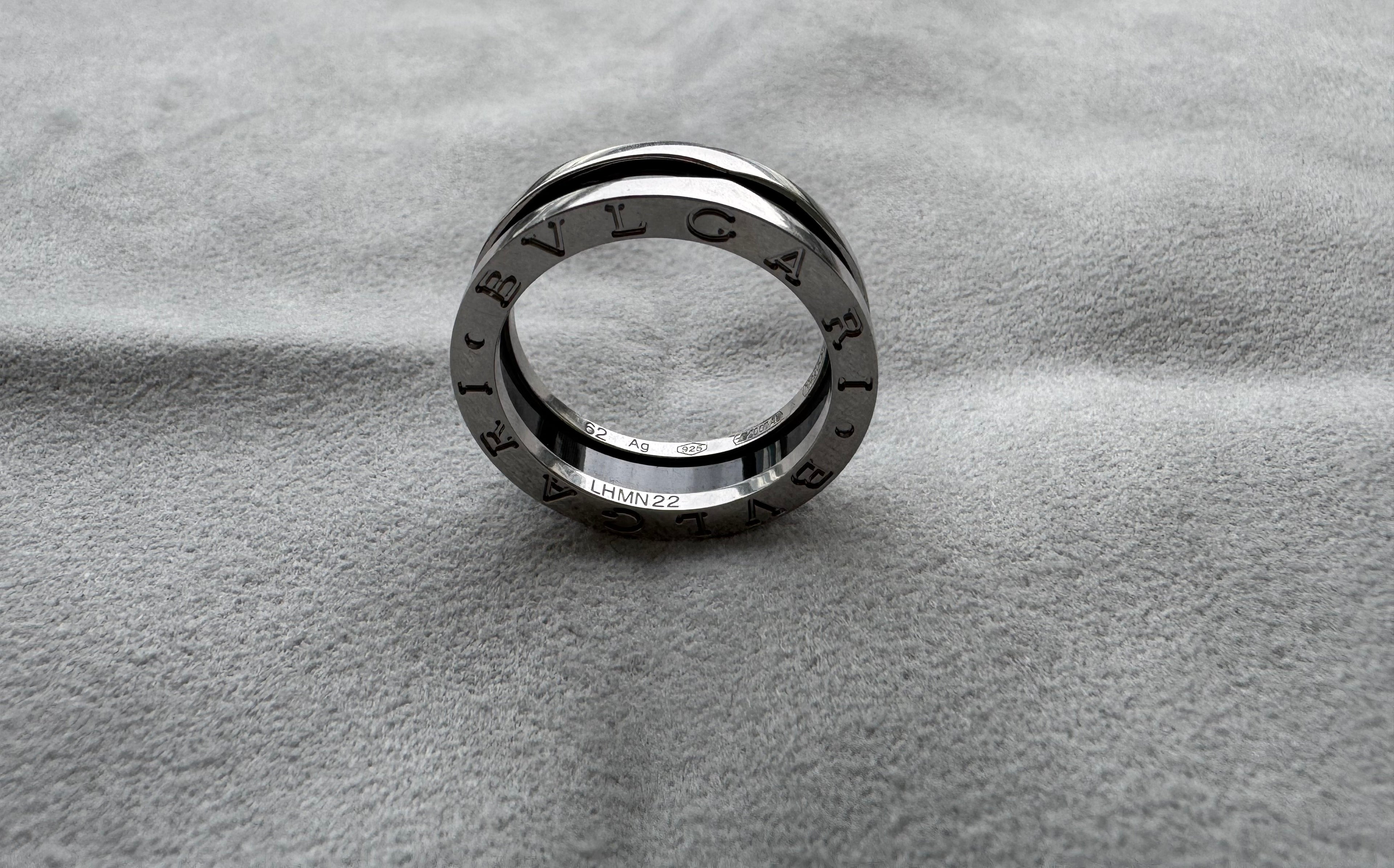 Bvlgari Bulgari Save the Children 925 Sterling Silver Black Ceramic Large Ring