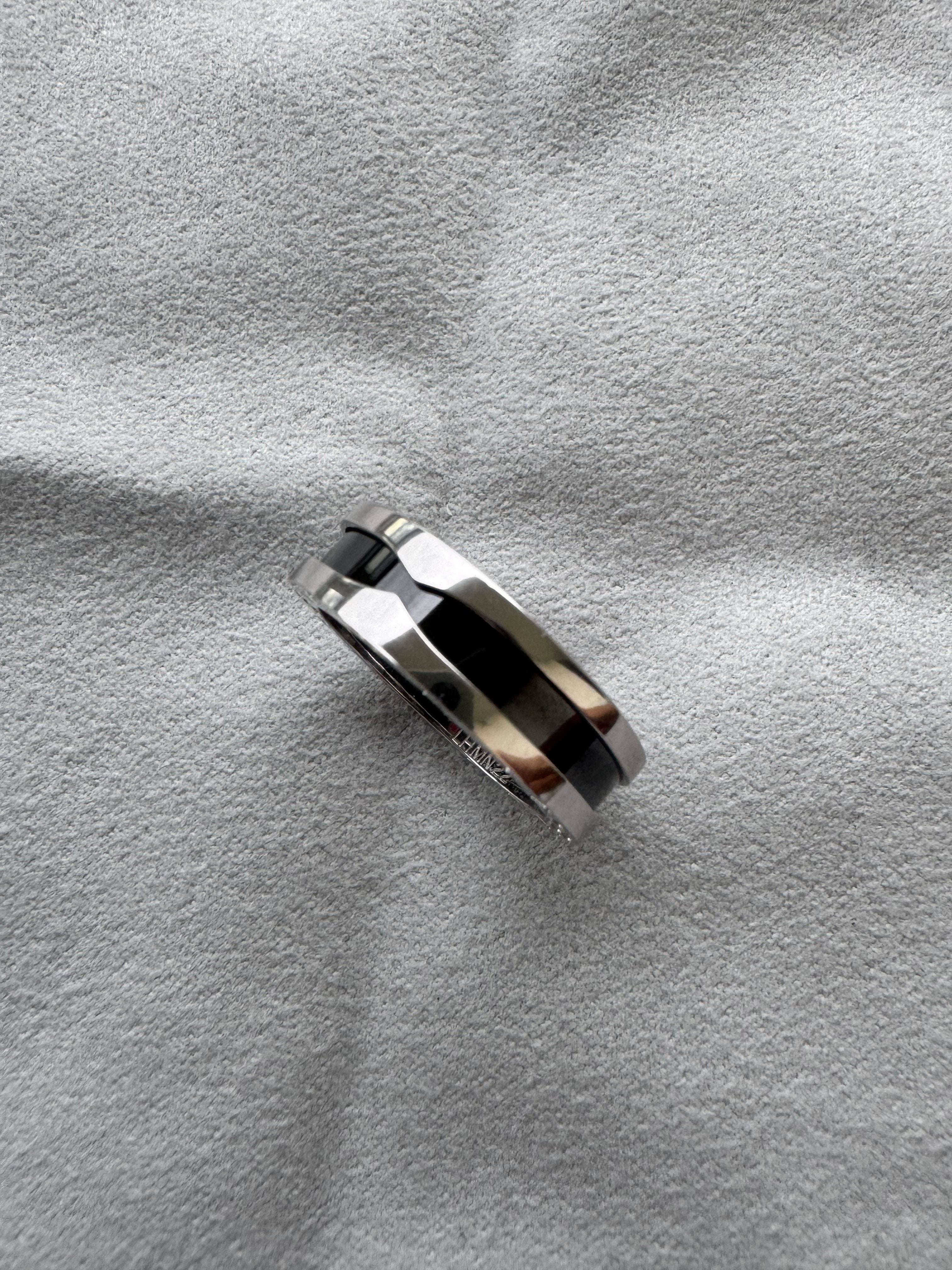 Bvlgari Bulgari Save the Children 925 Sterling Silver Black Ceramic Large Ring