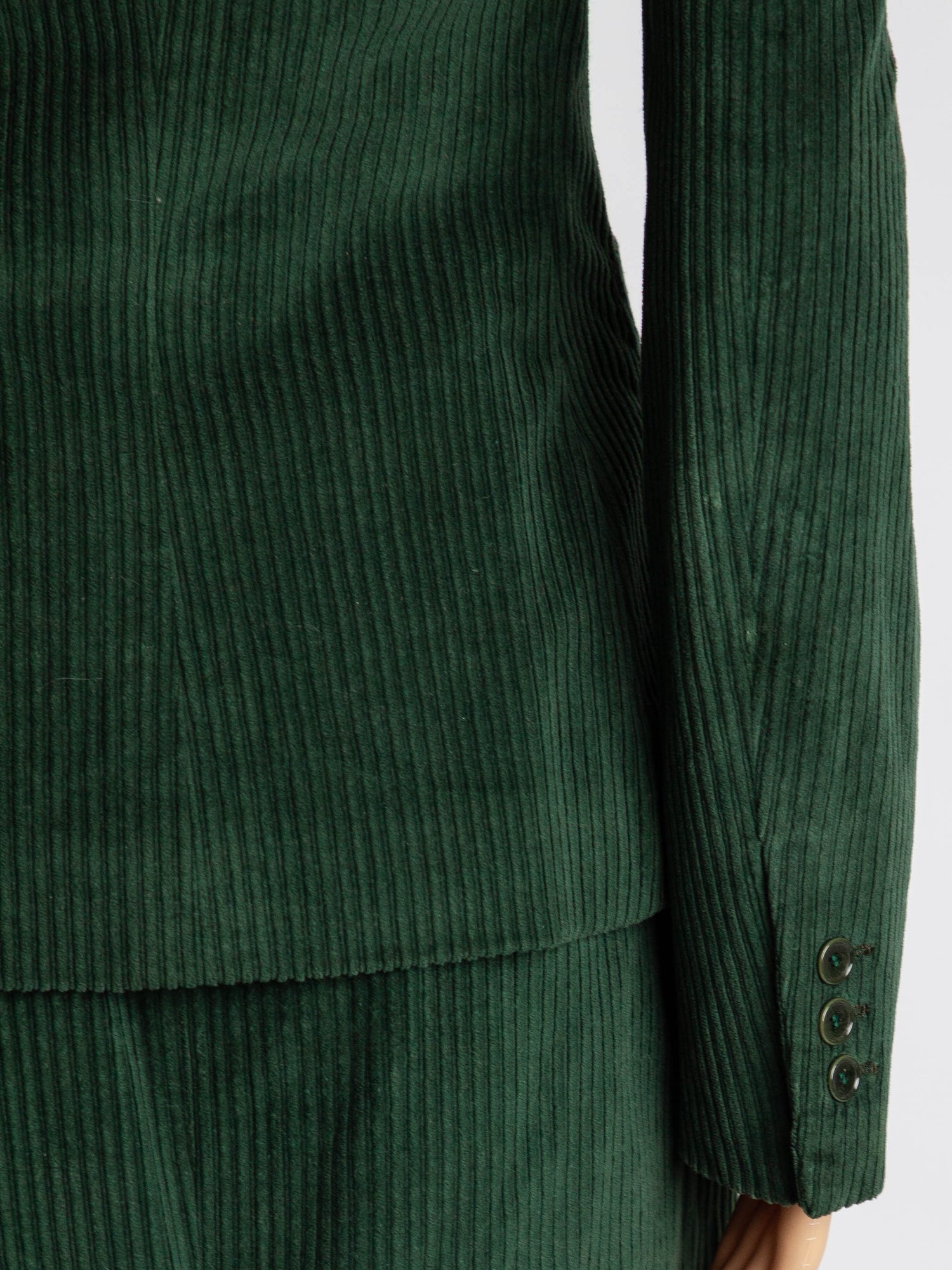 Good Moschino Green Cotton Corduroy Blazer Skirt Suit Size M