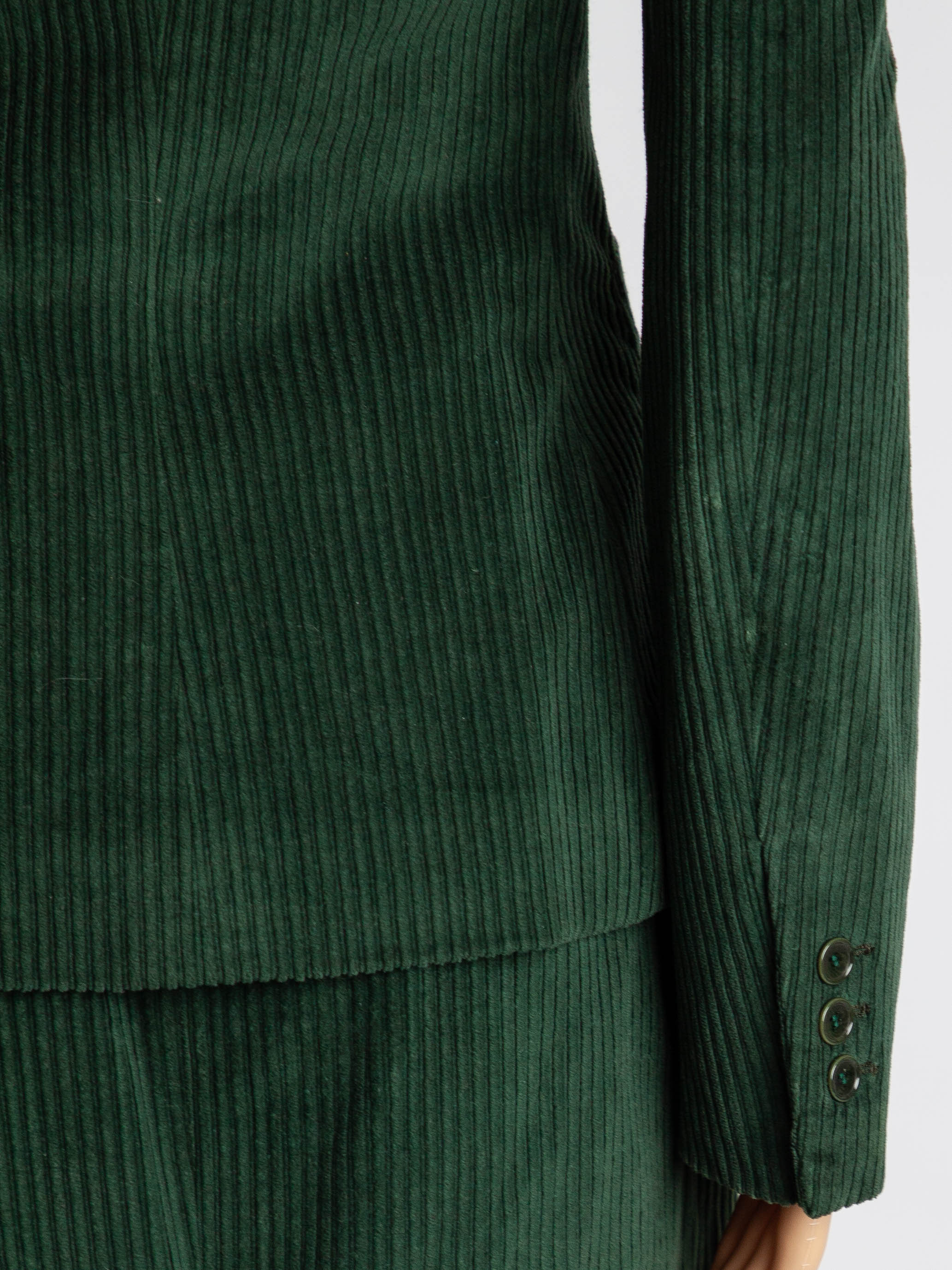 Good Moschino Green Cotton Corduroy Blazer Skirt Suit Size M
