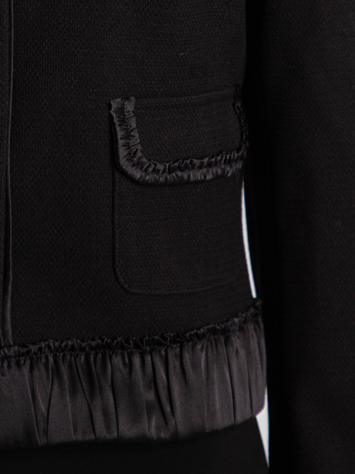 NEW MaxCo Black Viscose Jacket with Ruffled Satin Collar
