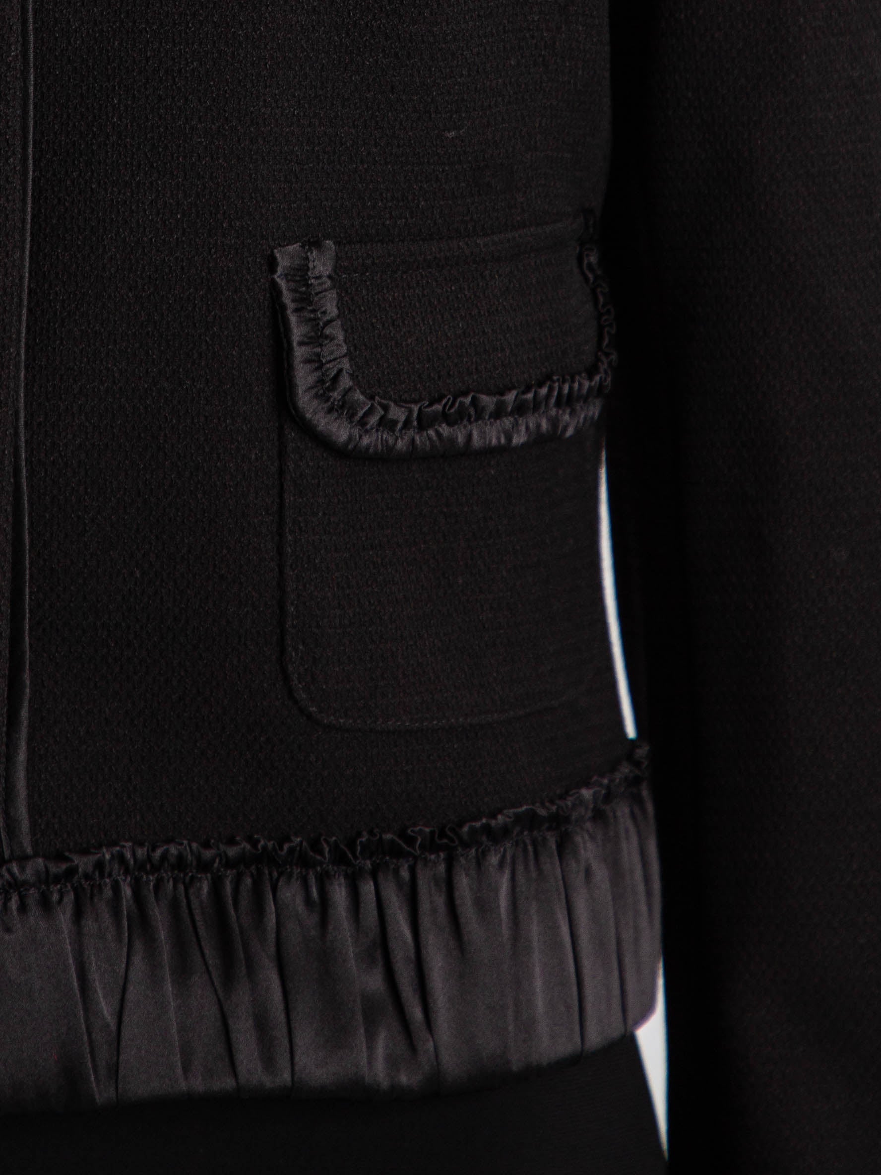 NEW MaxCo Black Viscose Jacket with Ruffled Satin Collar