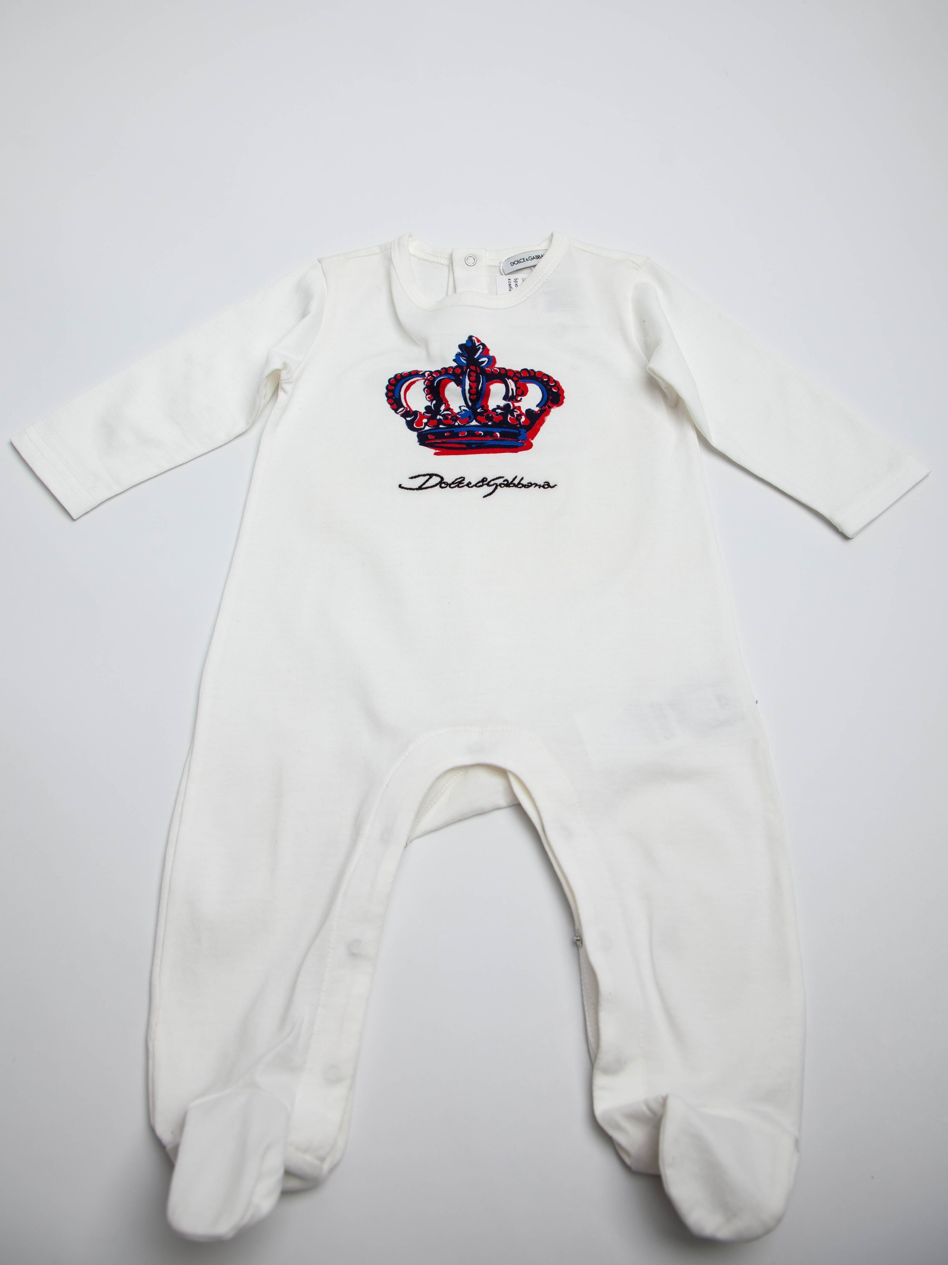 Good Dolce Gabbana White Cotton Baby Onesie Size 3 Months