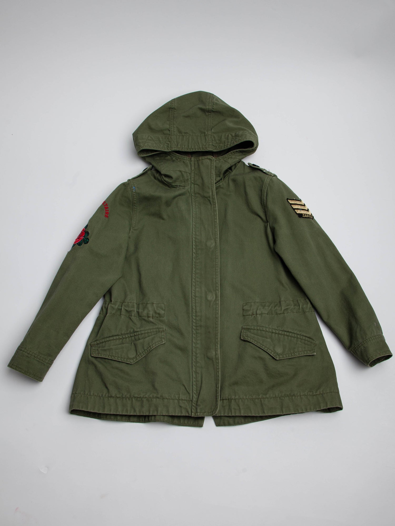 NEW Zadig&Voltaire Olive Green Military Jacket Size 7 for Kids