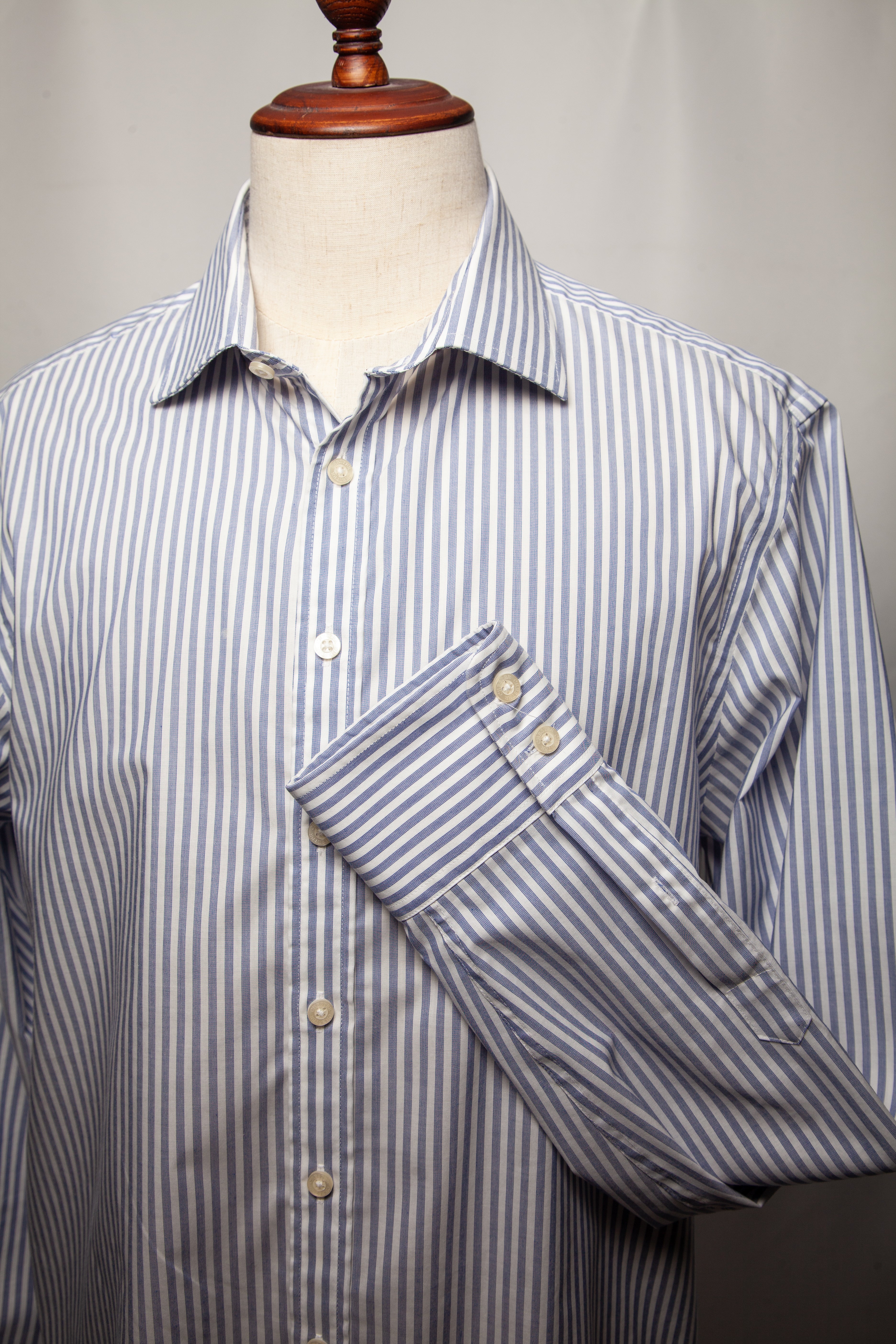 Chester Blue Striped Dress Shirt XL Cotton Natural Men