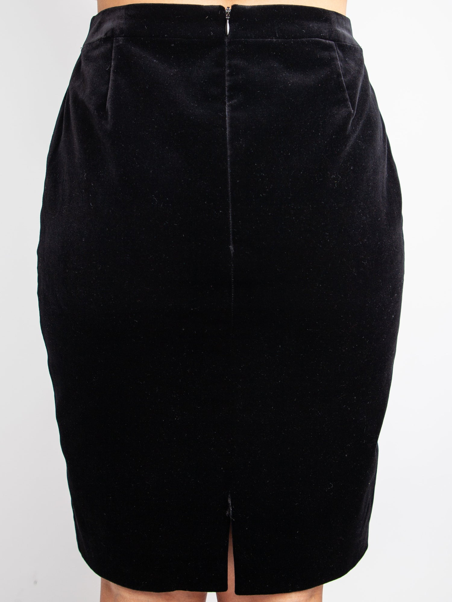 Escada Black Velvet Pencil Skirt High Waist Size XS