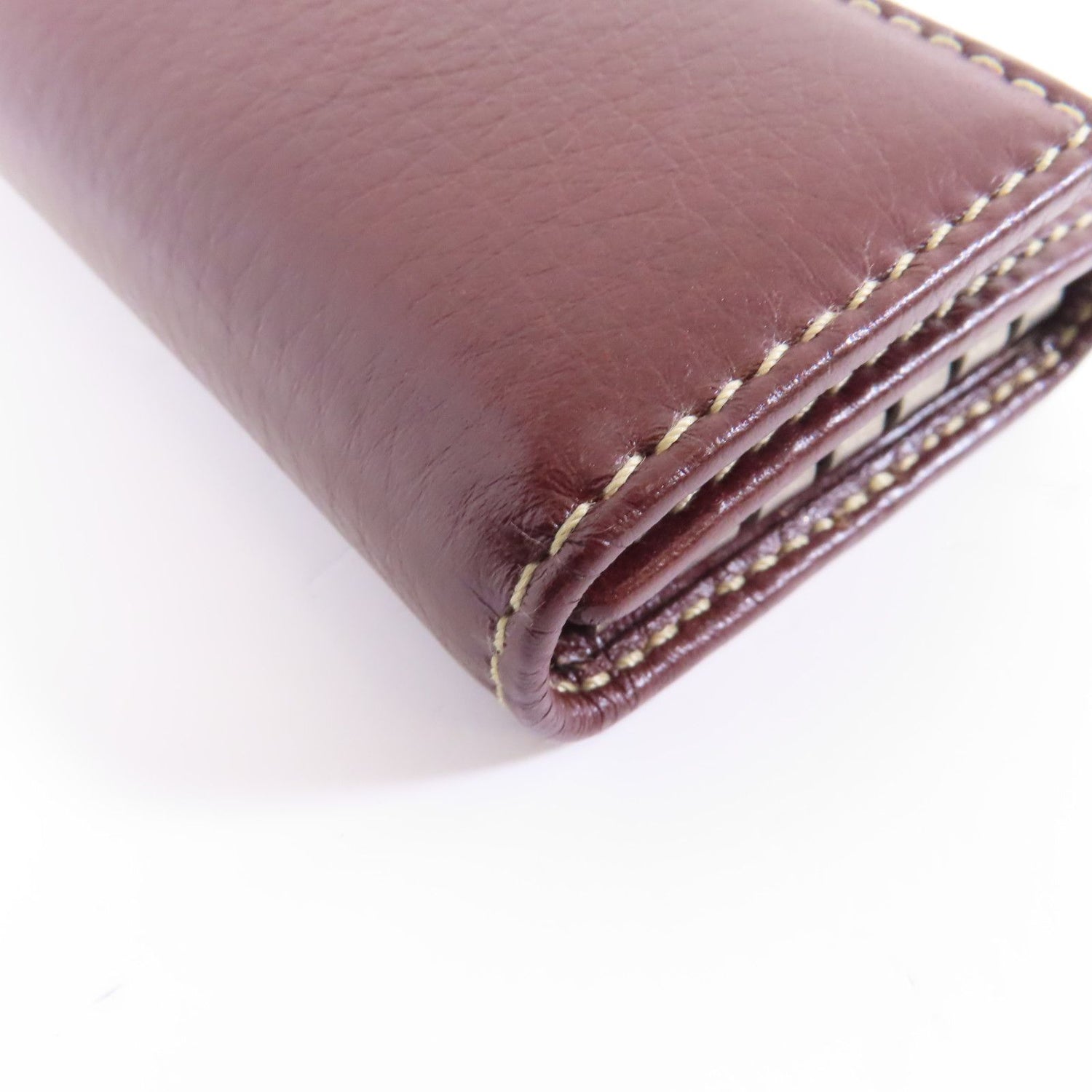 Gucci Cowhide Leather Key Case Silver Chain Spoon Baozhu Red Key Holder Bordeaux Red Calfskin (cowhide) 212177