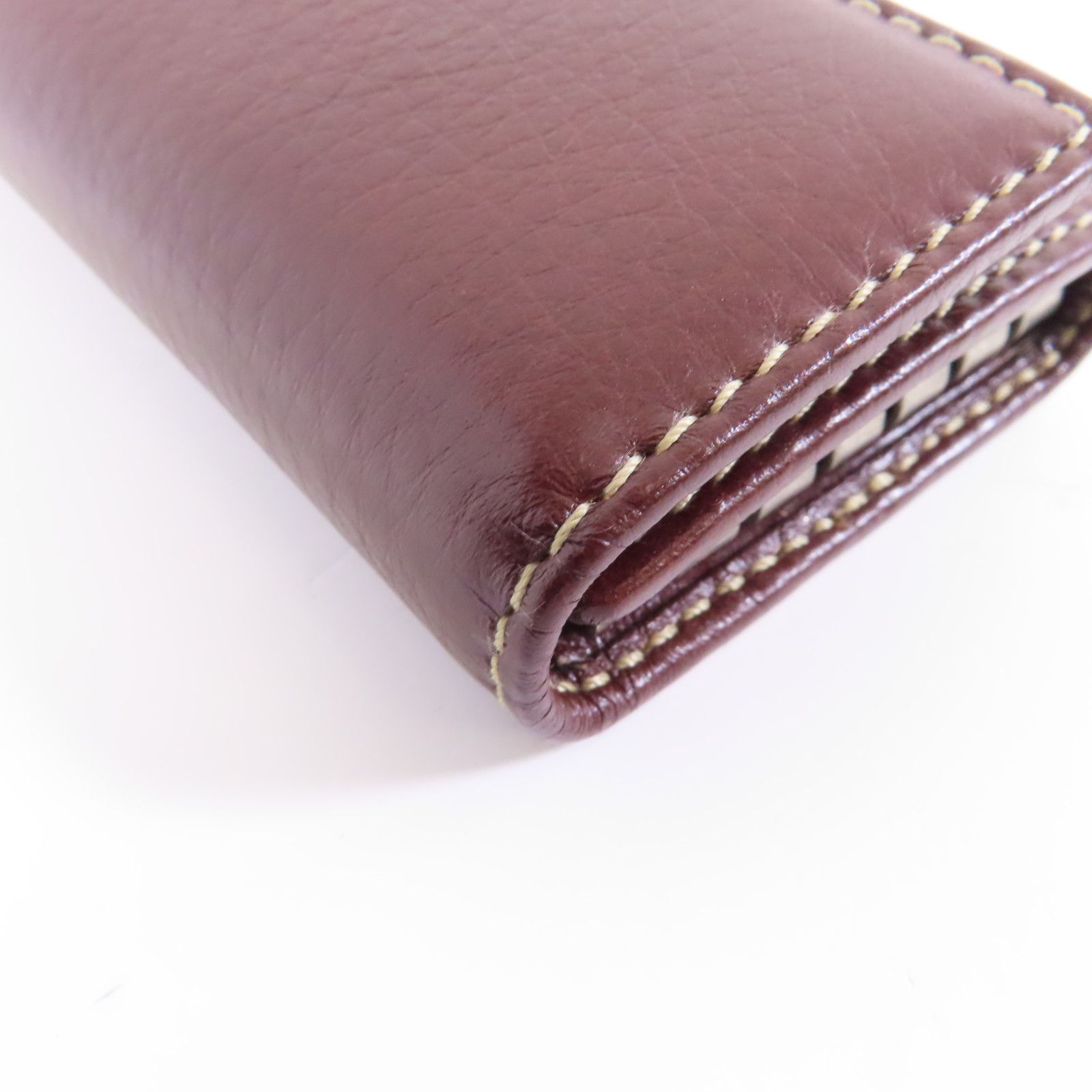 Gucci Cowhide Leather Key Case Silver Chain Spoon Baozhu Red Key Holder Bordeaux Red Calfskin (cowhide) 212177