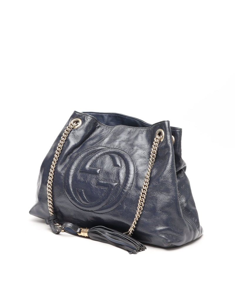 Gucci Medium Patent Soho Chain Tote Bag