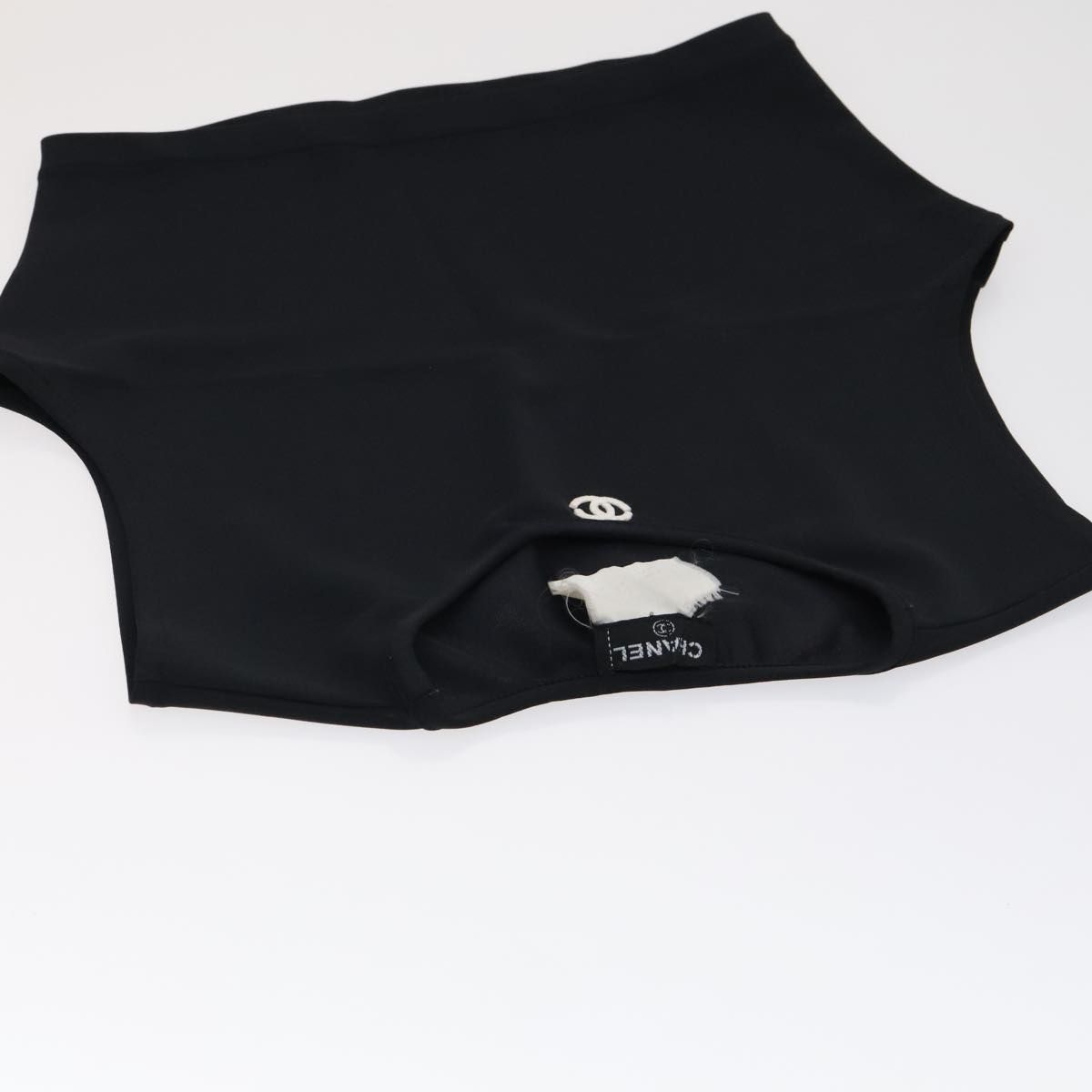 Chanel Tank Top Silk Black Cc Auth