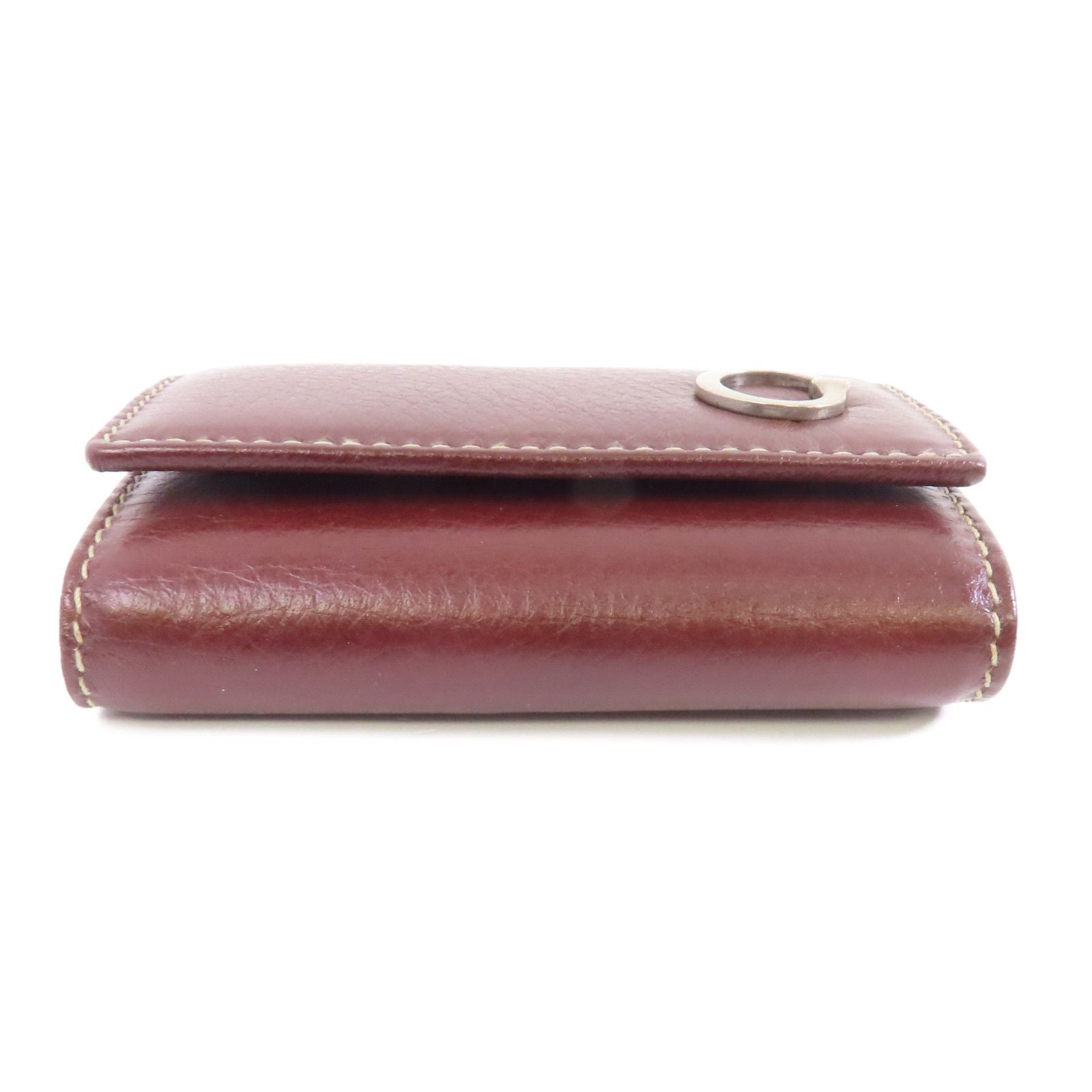 Gucci Cowhide Leather Key Case Silver Chain Spoon Baozhu Red Key Holder Bordeaux Red Calfskin (cowhide) 212177