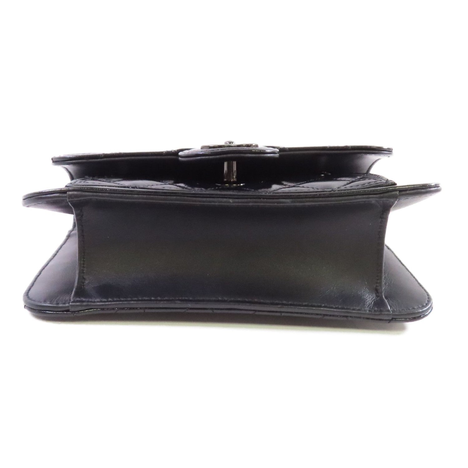 Chanel Black Cowhide Leather Mini Flat Chain Shoulder Bag Hand-handed Shoulder Bag 2way Shoulder Bag Calfskin (cow